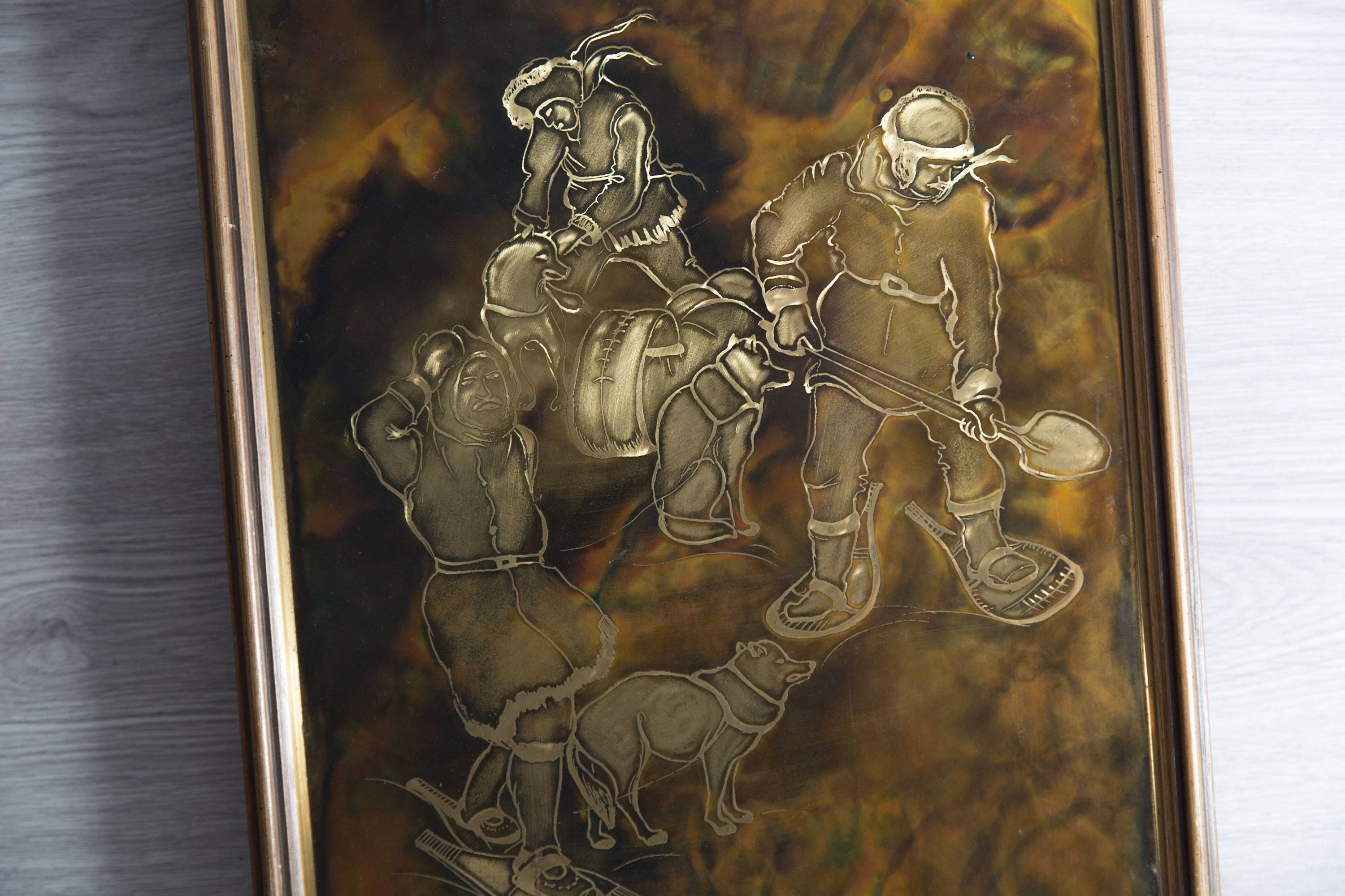 Vintage Inuit Engraving Copper Acid Etched Art Priddat's Studio