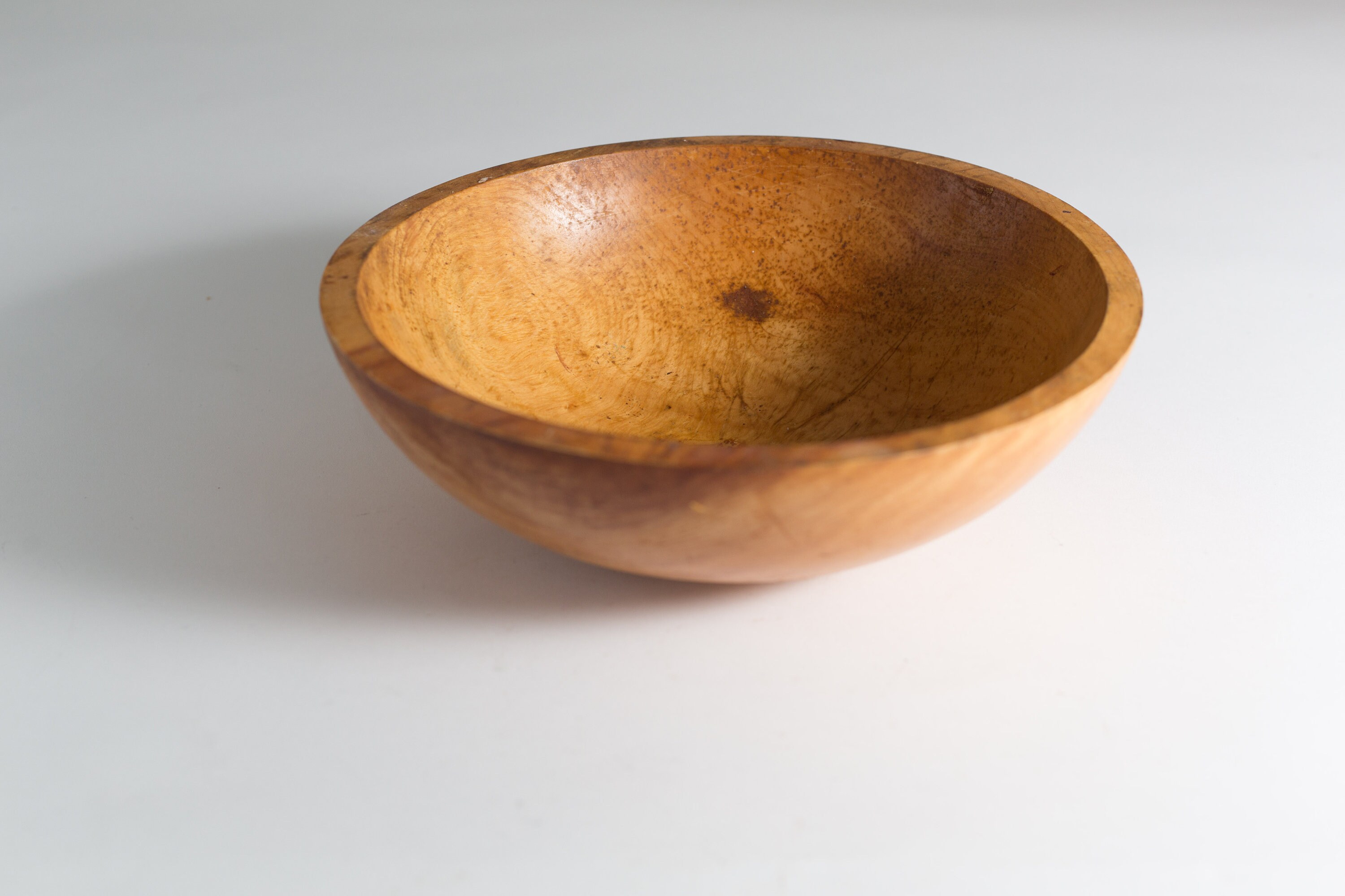 Large Wood Salad Bowl 1960's Vintage Solid Light Maple Wood