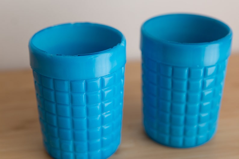 Antique EAPG Turquoise Blue Glass Tumblers Vintage Collectible Early American Victorian Kitchenware image 4