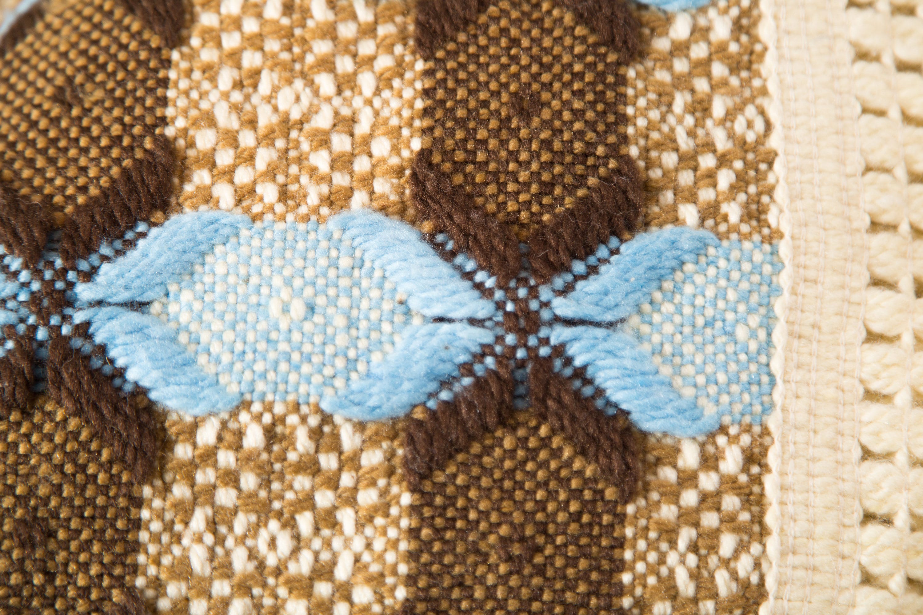 Vintage Woven Blanket / Large Quilted StyleGeometric Diamond Blue and