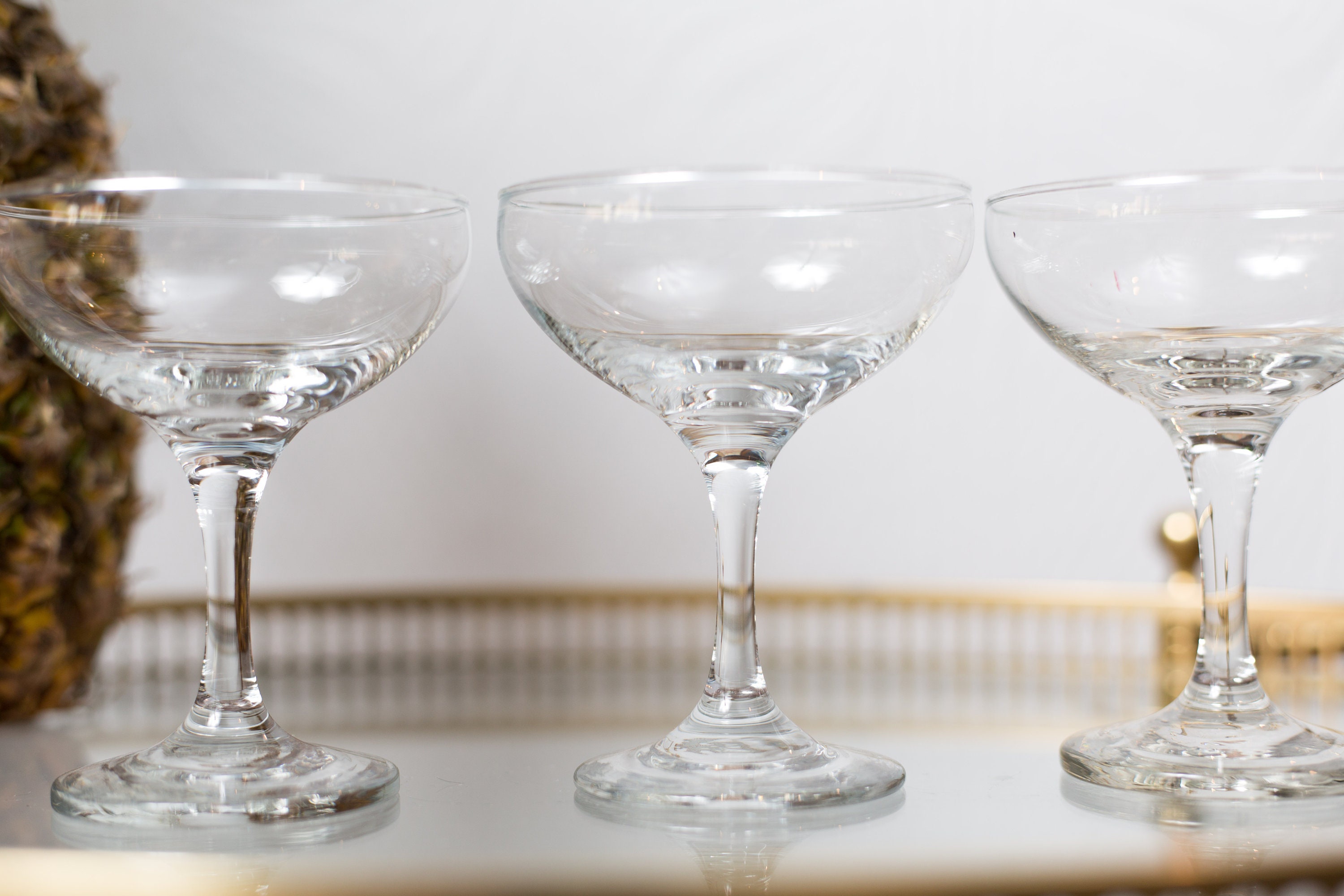 4 Champagne Coupe Glasses Luminarc 3.5oz Mid Century Modern Hollywood