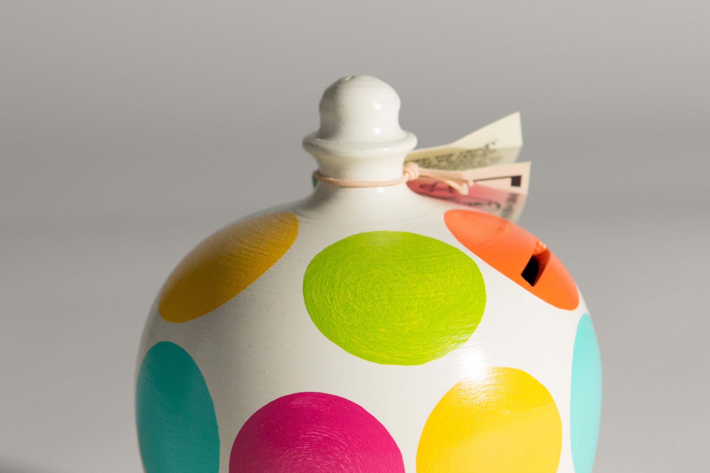 Terramundi Money Pot Ceramic Coin Bank Petty Cash Storage Polka