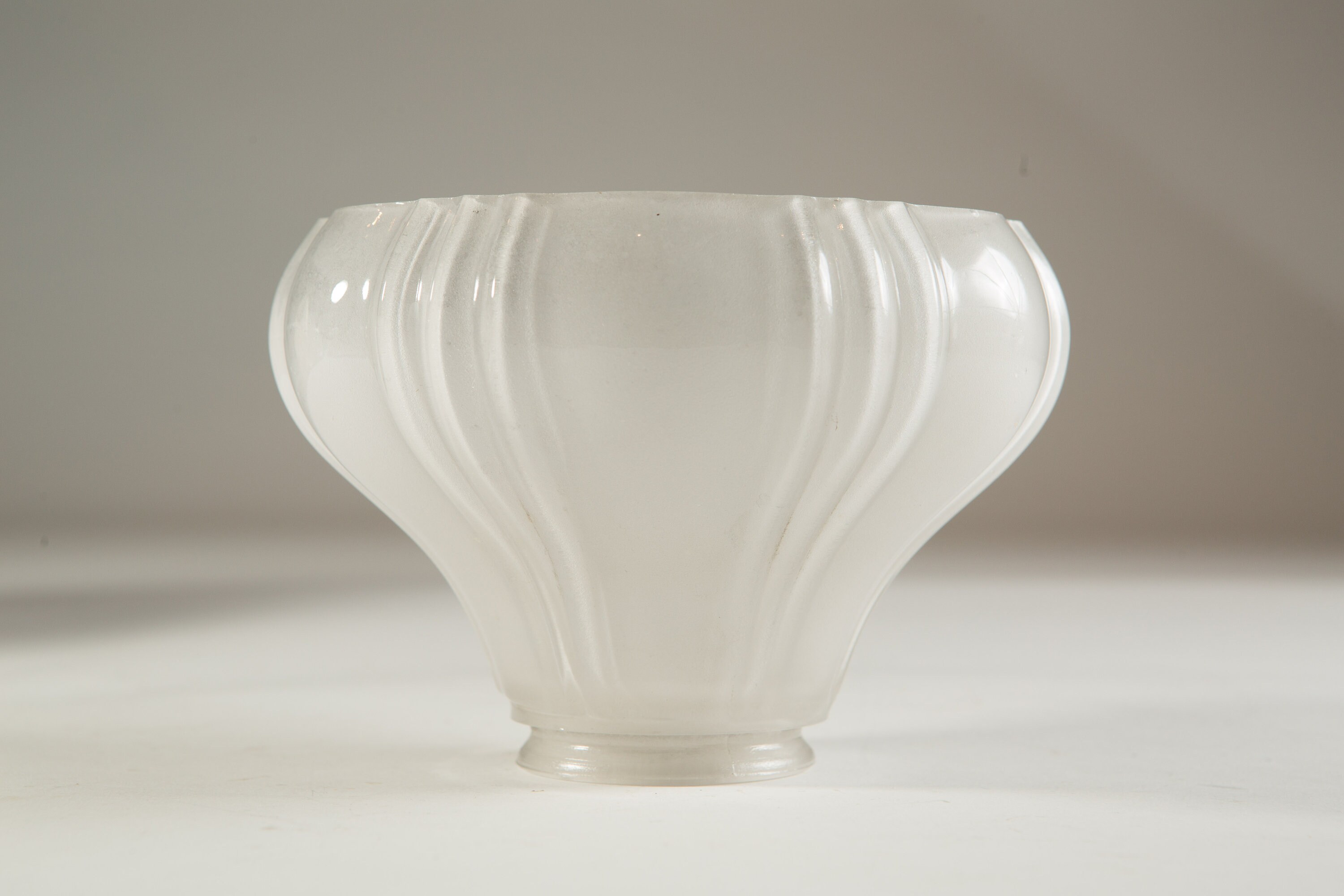 Vintage Glass Shade Translucent White Ruffled / Pleated Milk Glass