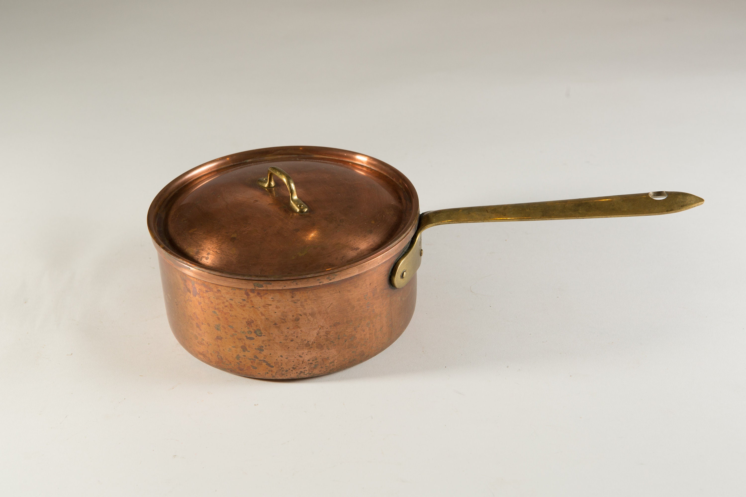 Vintage Copper Pot Made in Portugal with Brass Handles Cooking Pot French Country Decor