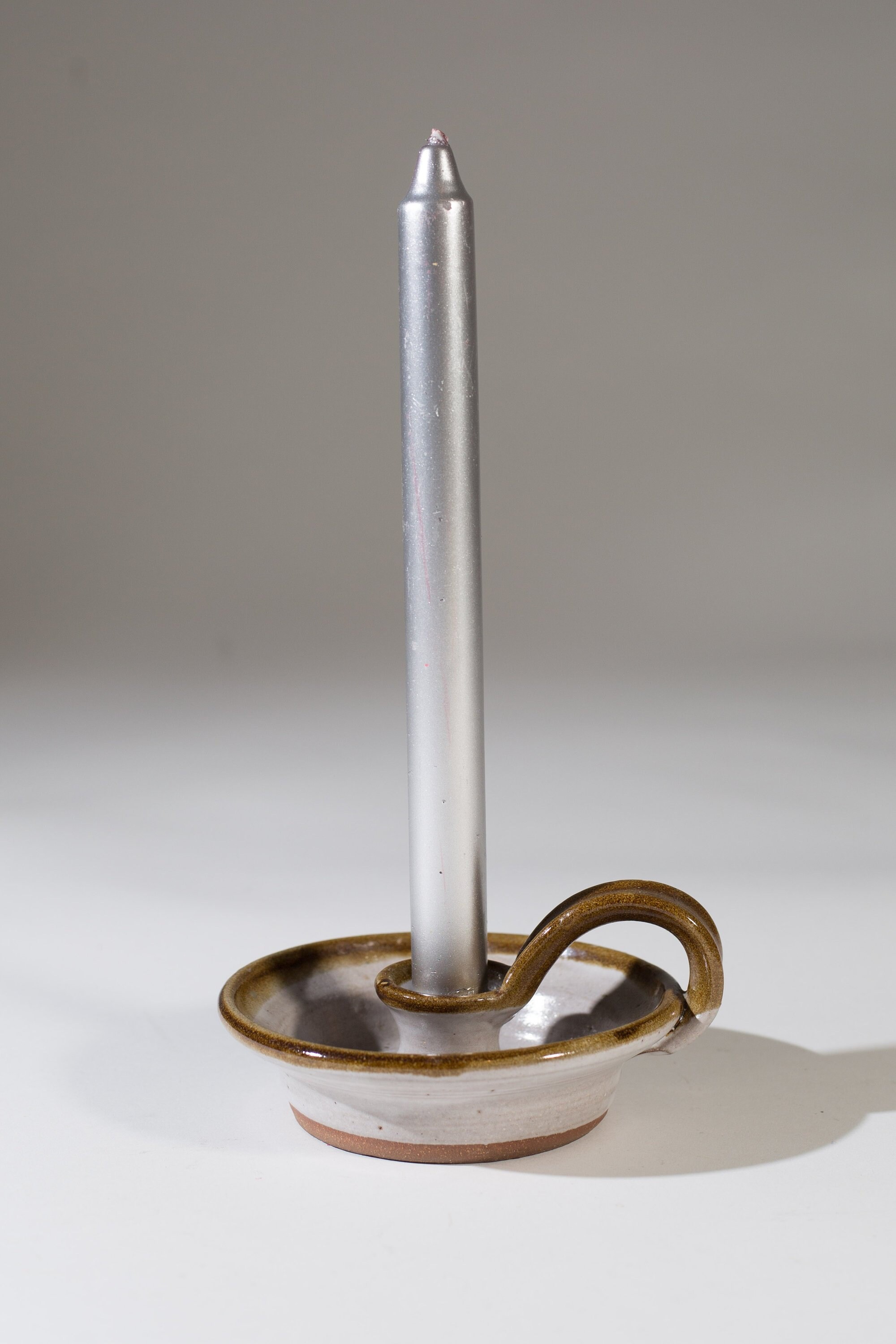 Ceramic Candlestick Holder Handmade Grey Studio Pottery Dinner Table Decorative Thanksgiving