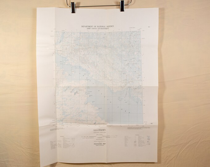 Vintage Map of  Yellowknife, Northwest Territories, Canada Dated 1959 - by the Army Survey Establishment