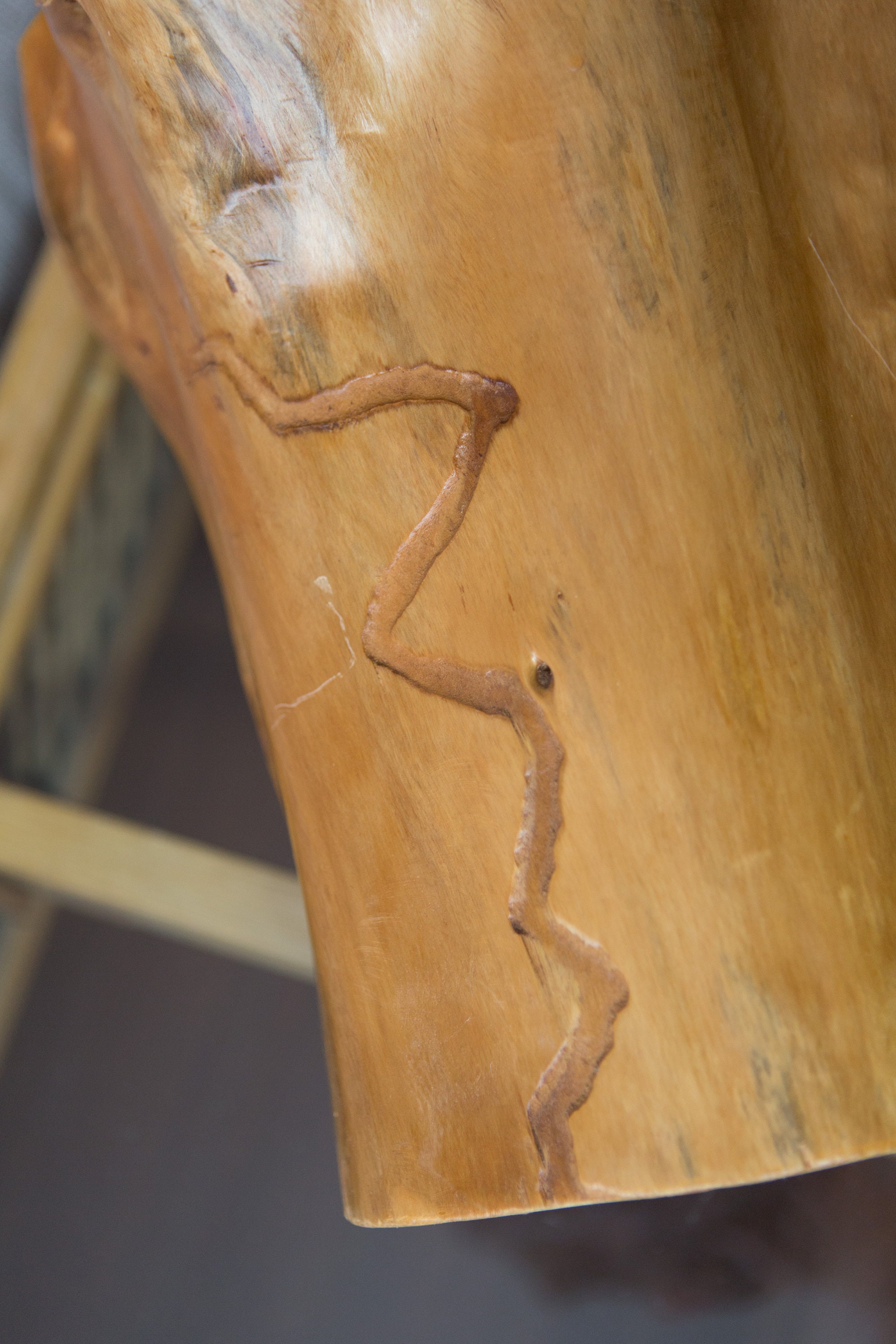 Vintage Wood Baskets Canadian Made Tree Stump Carving with Handle