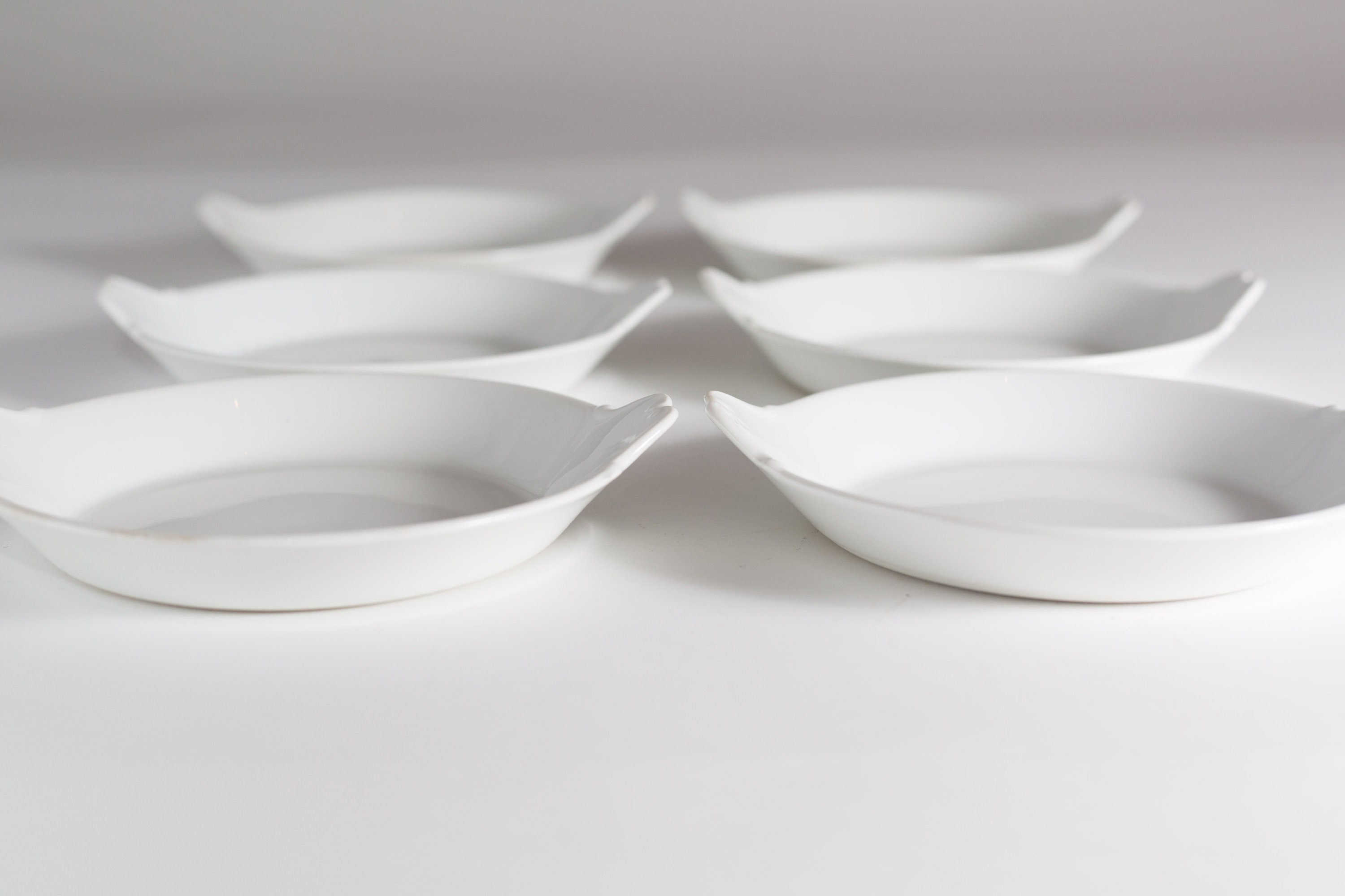 6 Aluminite Frugier Limoges White French Baking Dishes Vintage