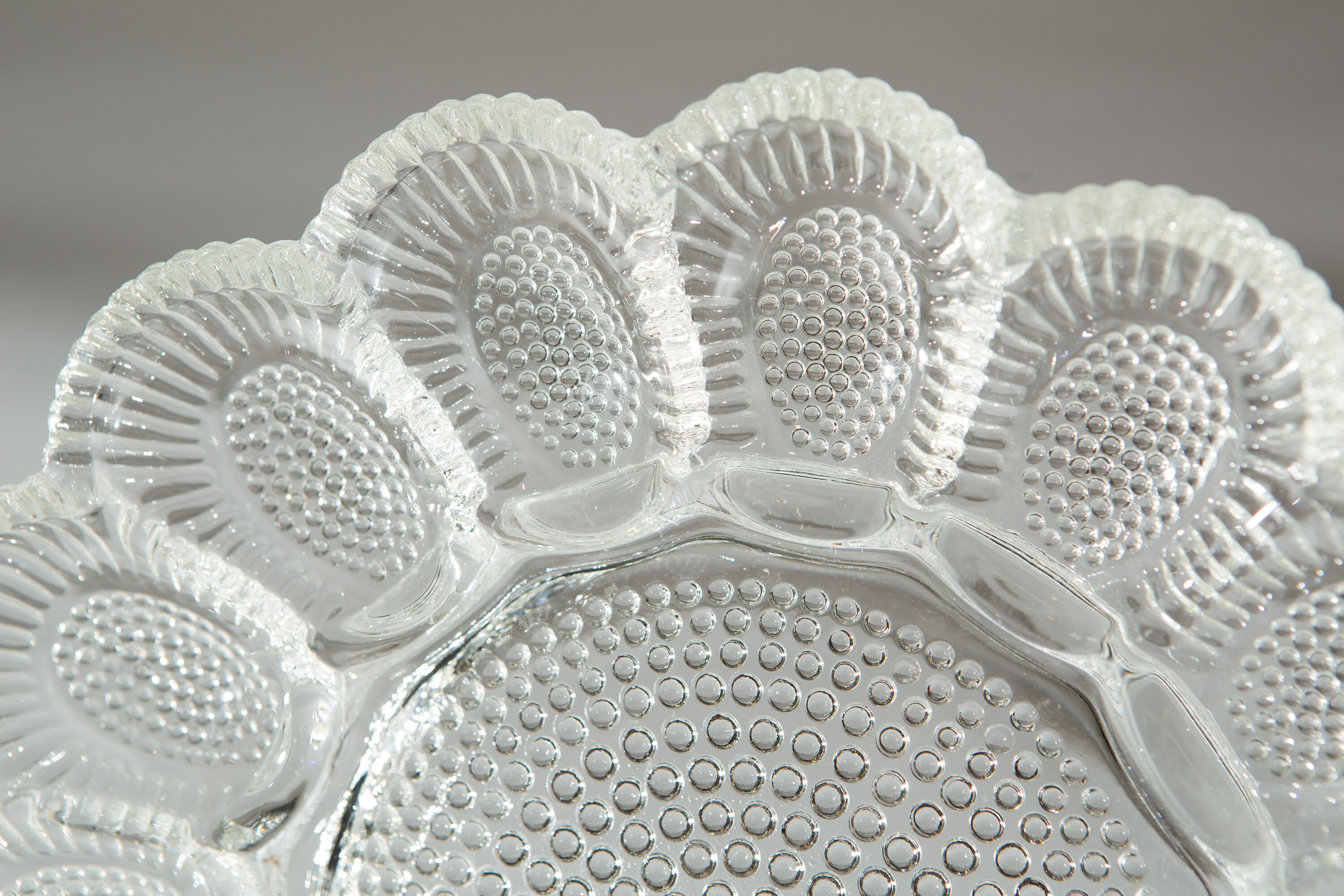 Vintage Deviled Egg Plate Indiana Glass Hobnail Glass Serving Plate