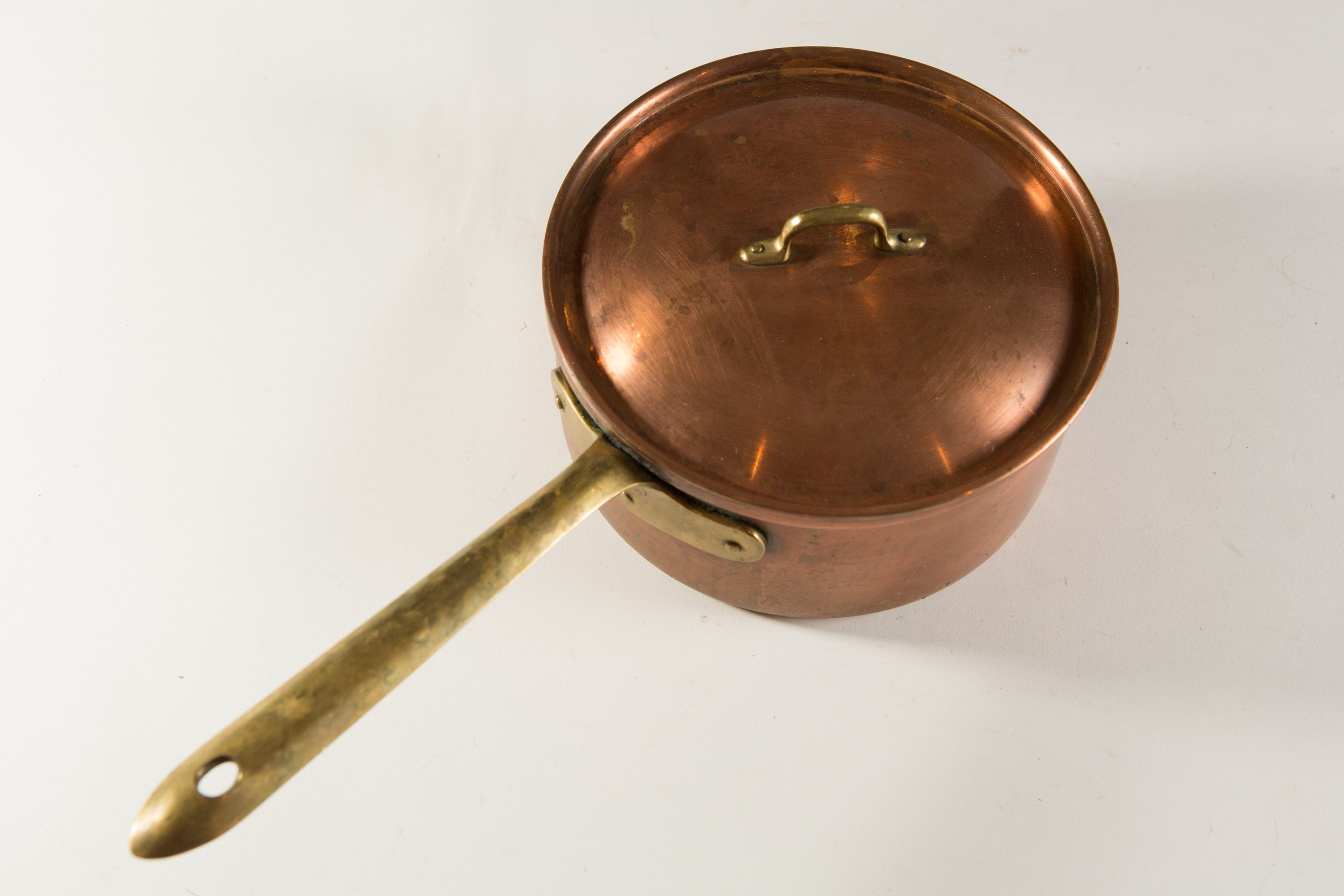 Vintage Copper Pot Made in Portugal with Brass Handles Cooking Pot