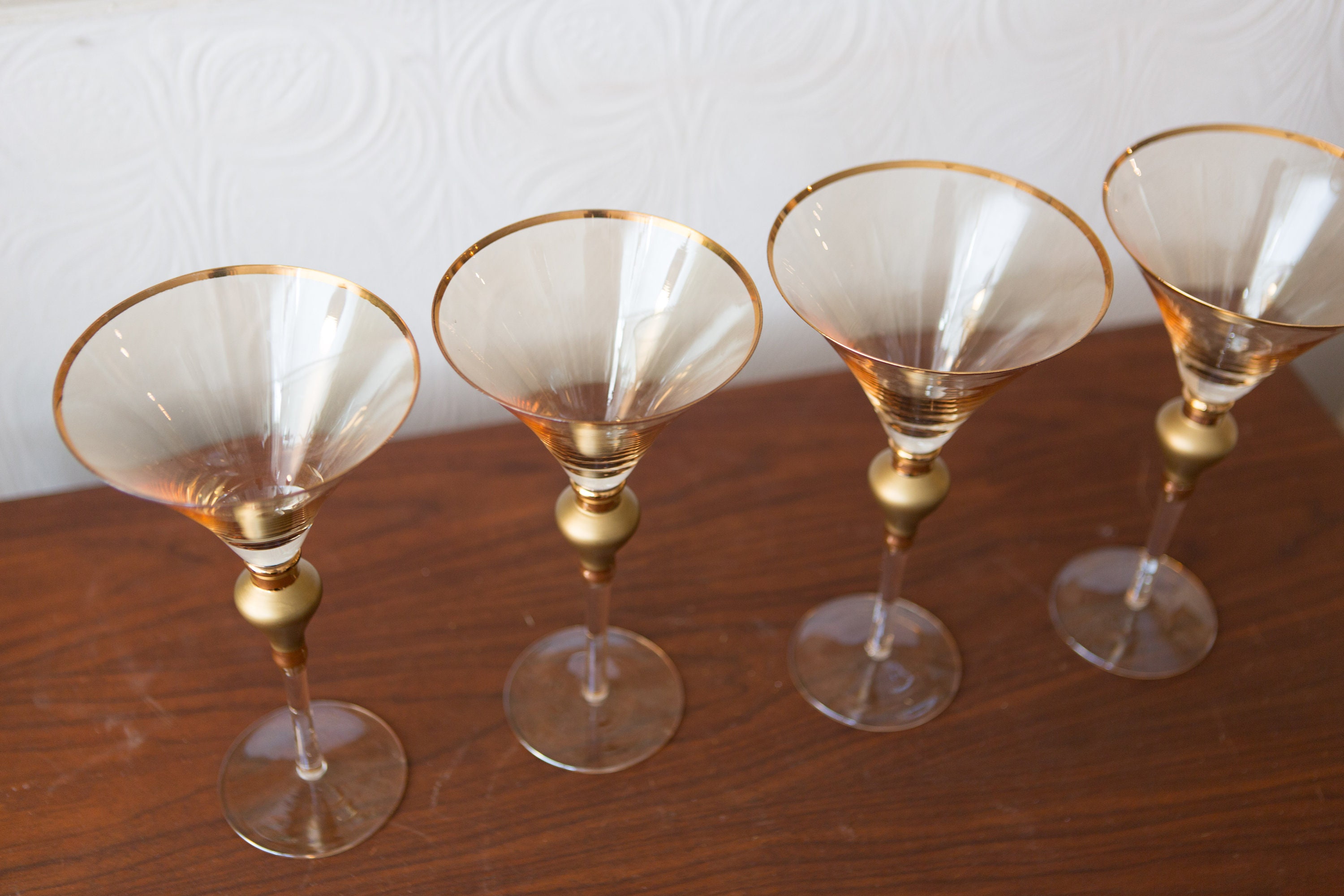 vintage gold cocktail glasses