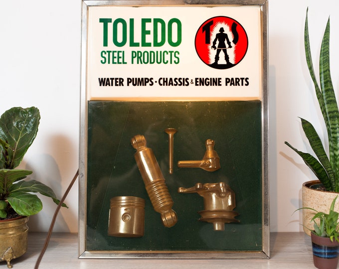 Toledo Steel Products Store Display - Vintage Water Pumps, Chassis Engine Parts  Sample Case - Industrial Store Display - Light Advertising