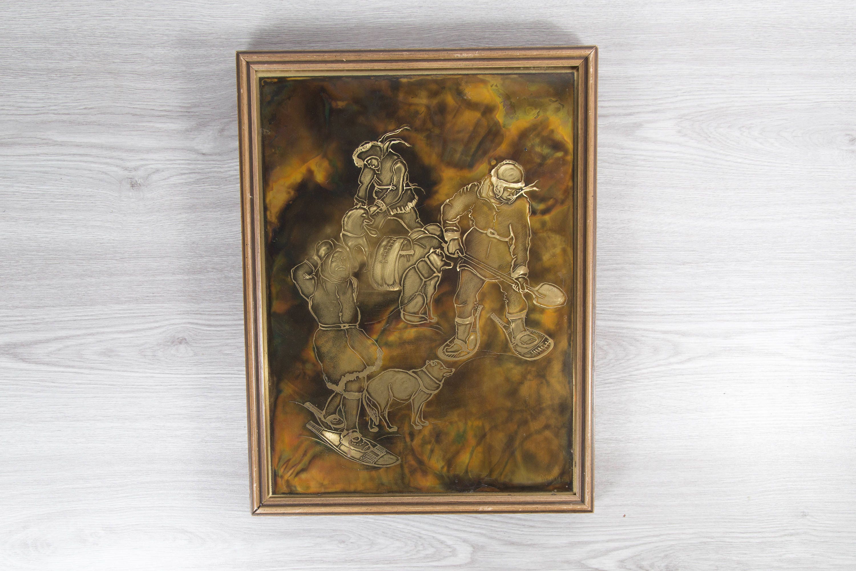 Vintage Inuit Engraving Copper Acid Etched Art Priddat's Studio