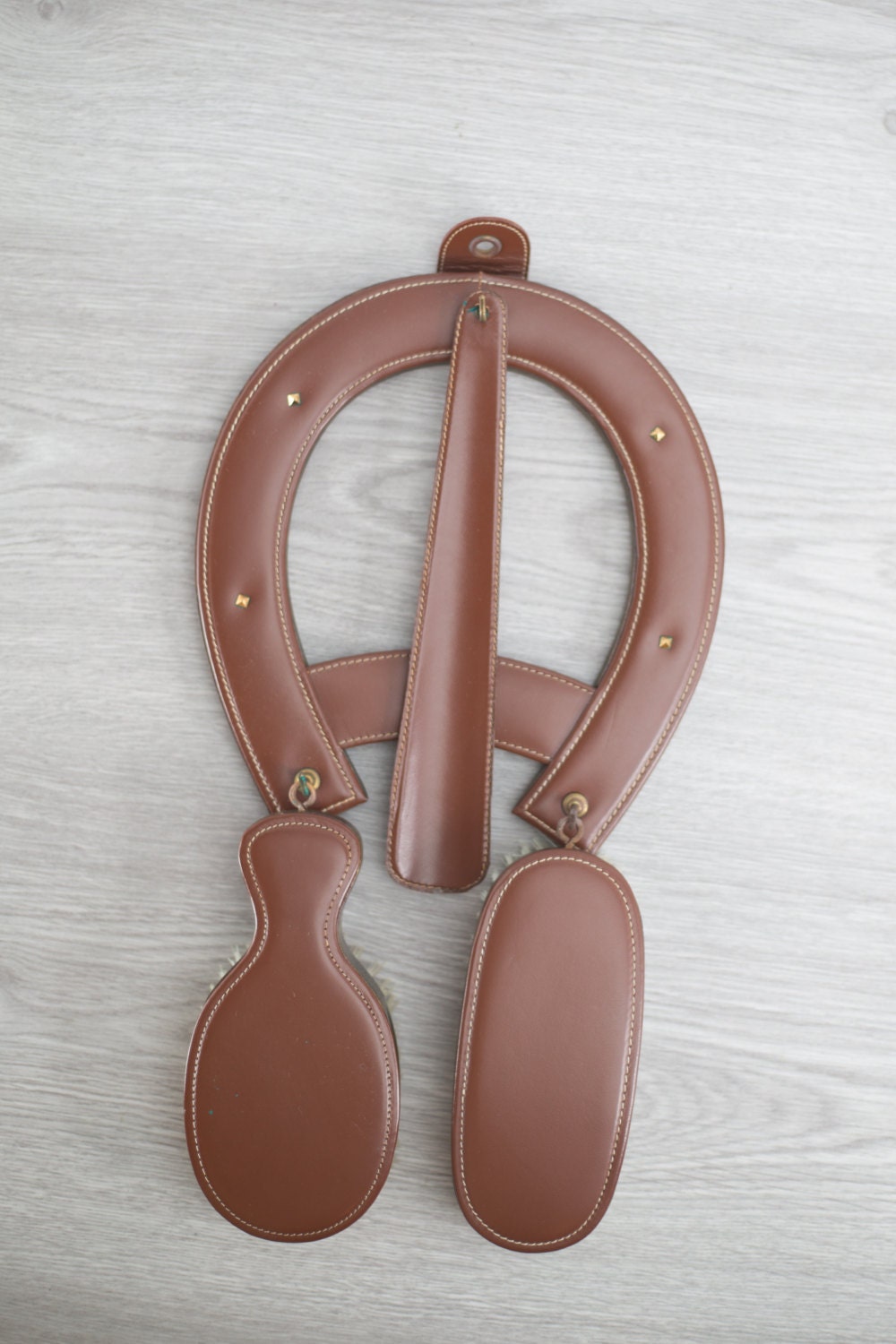 Shoe Brush and Horn Kit / Vintage Birk's Genuine Brown Hide Leather Kit