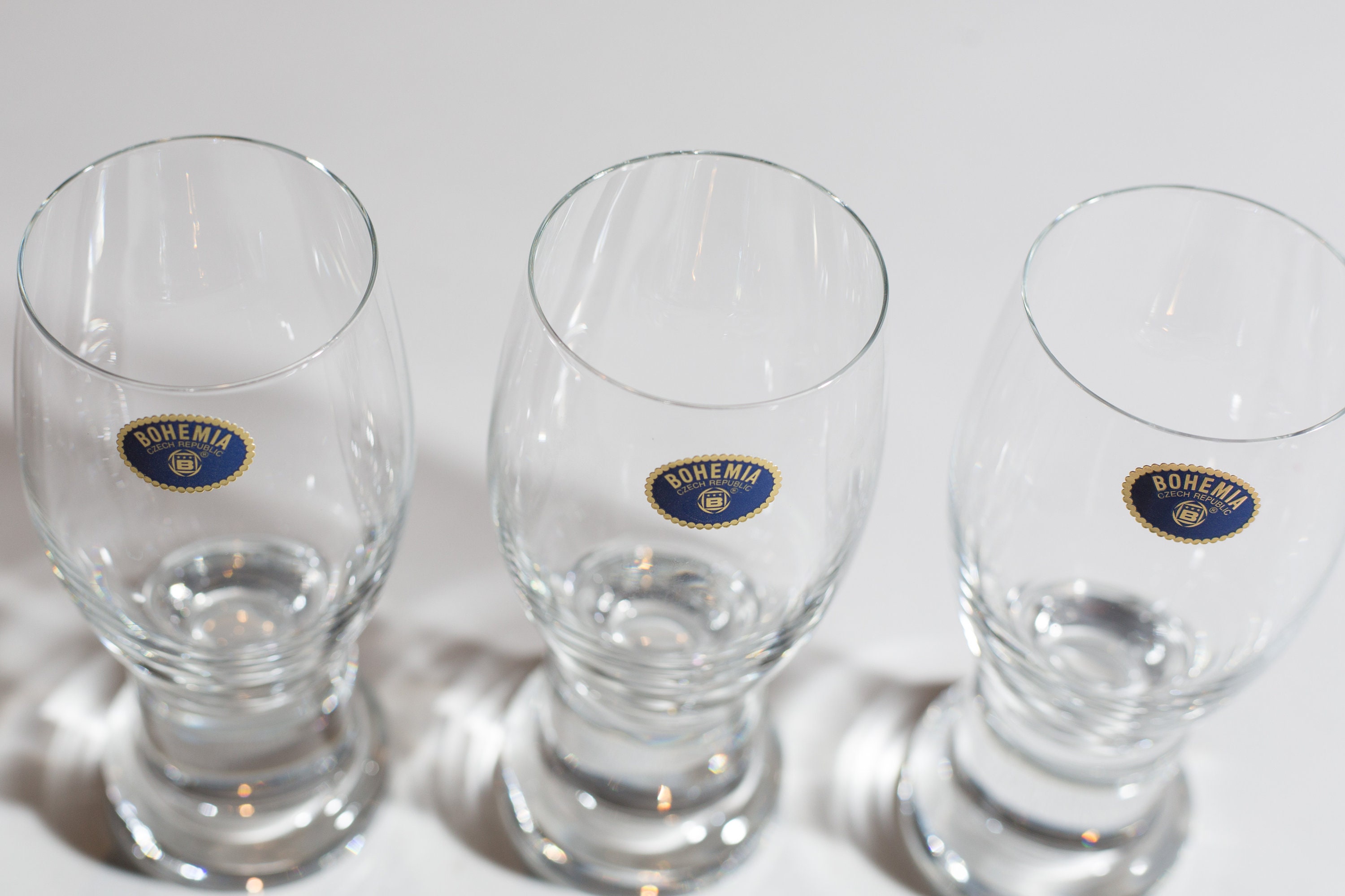 3 Vintage Crystal Cocktail Glasses Bohemia Czech Republic Drinking