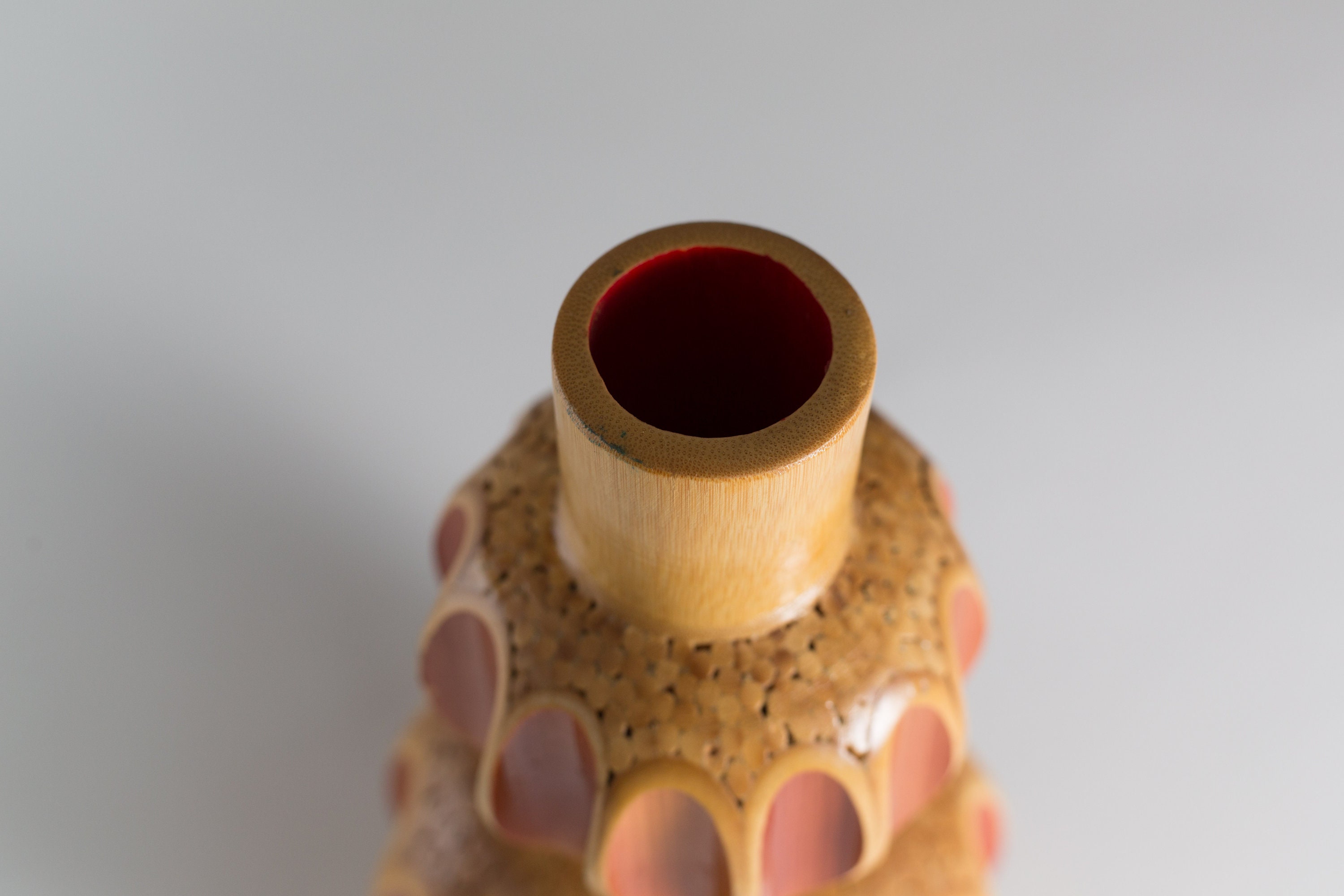 Vintage Wood Vase Mid Century Modern Pleated Bubble Flower Vase