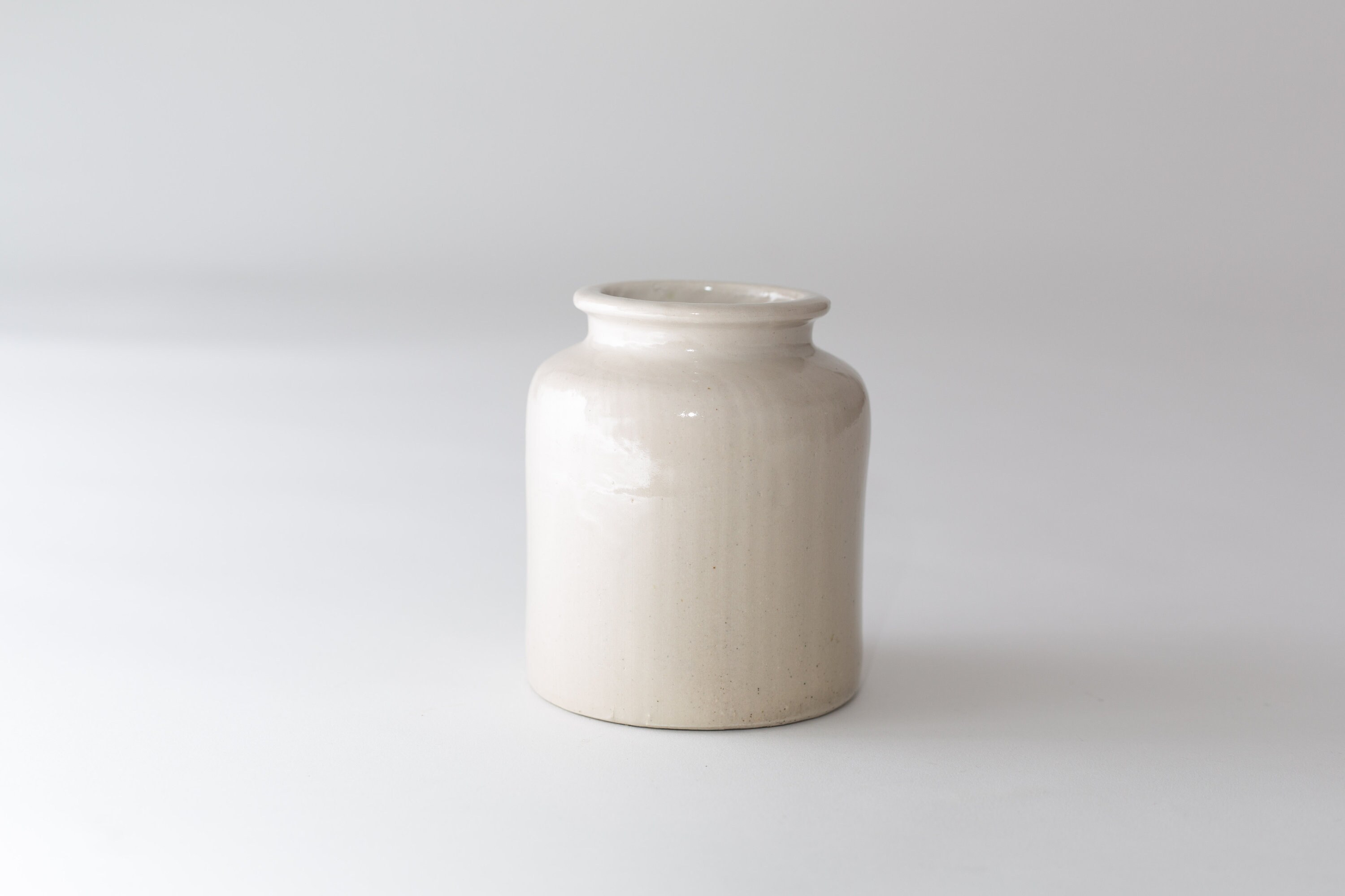 Vintage Ceramic Jar Lab Lagny Mustard Jar Offwhite Colored Ceramic