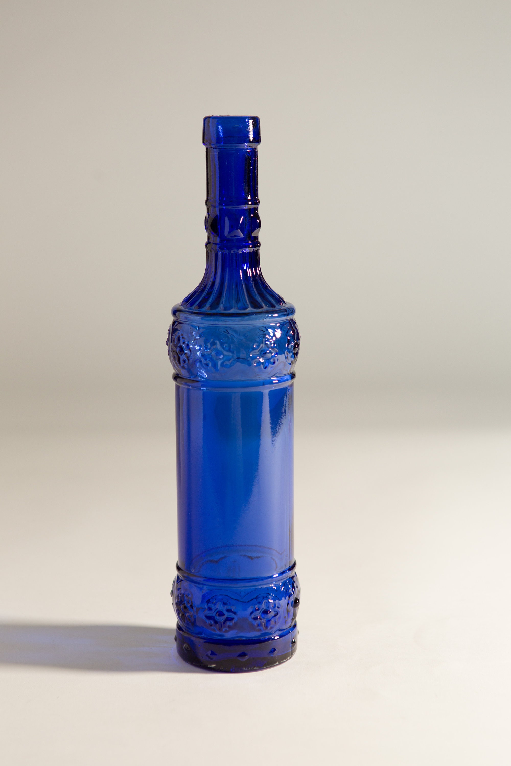 Vintage Glass Bottle Cobalt Blue Liquor Or Wine Bottle Boho Modern ...