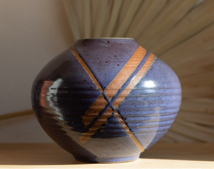 Vintage Bubble Vase - Hand Made Signed Studio Pottery Blue Ceramic Art Vase - Mother's Day Gift