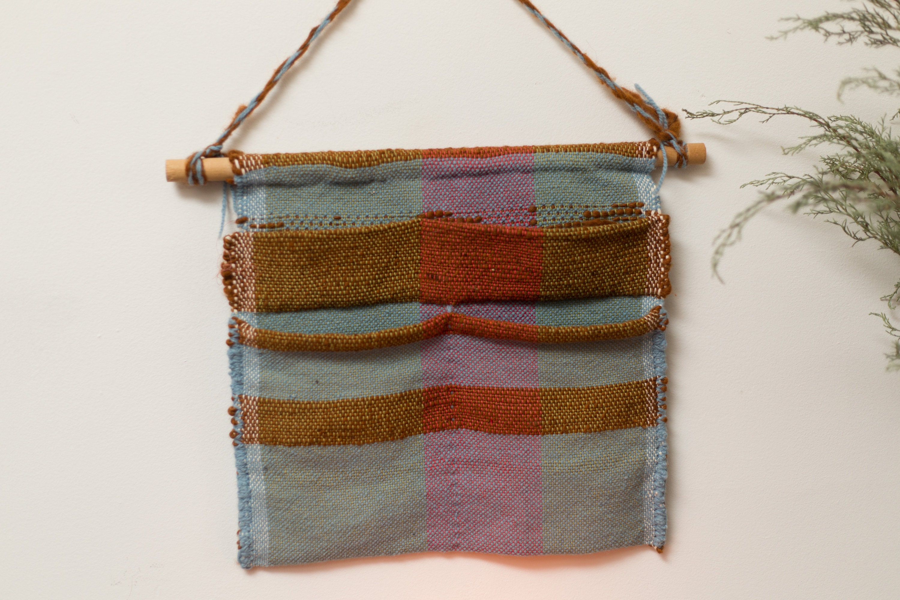 Vintage Tapestry Wall Hanging Envelope Mail Holder Mid Century Boho