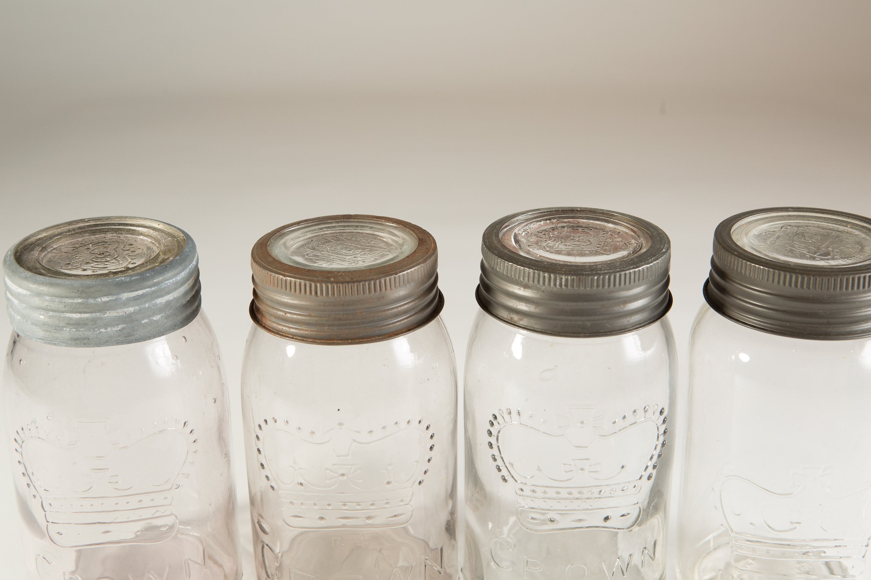 4 Vintage Crown Canning Mason Jars with Purple Tinted Glass (Made in Canada) Farmhouse Decor