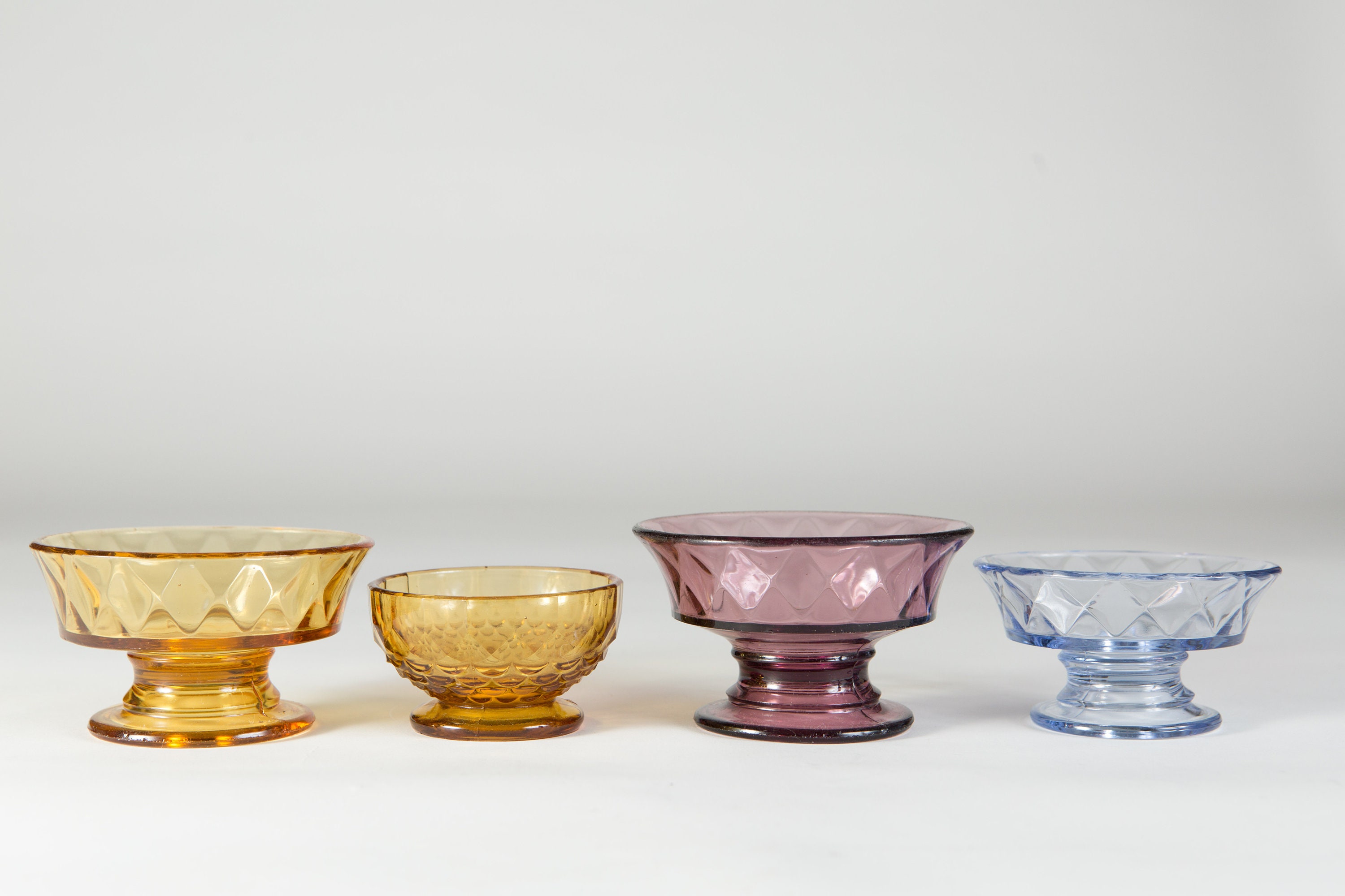 Vintage Glass Compotes Colored Glass Bowls Dessert or Ice Cream