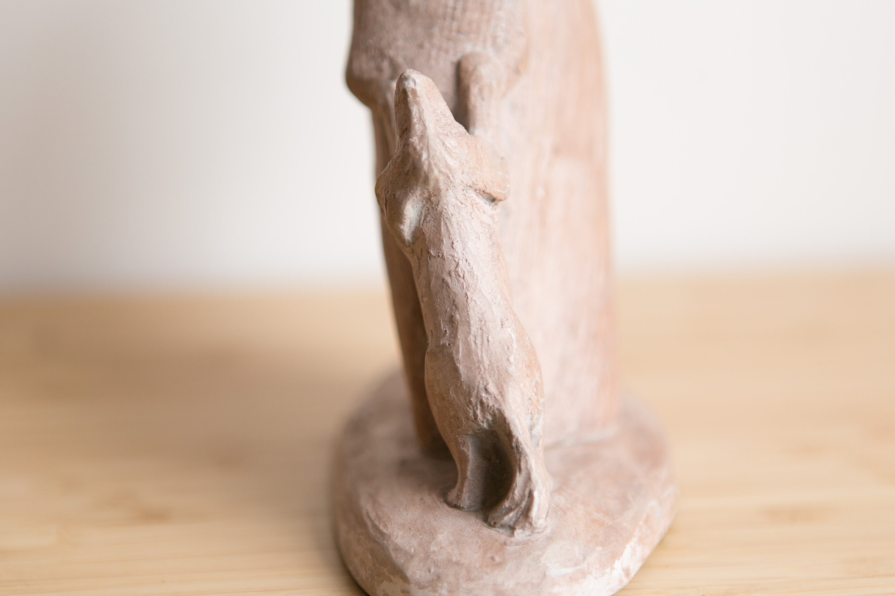 Girl and Dog Statue Young Woman with Puppy Figure Boho Modern