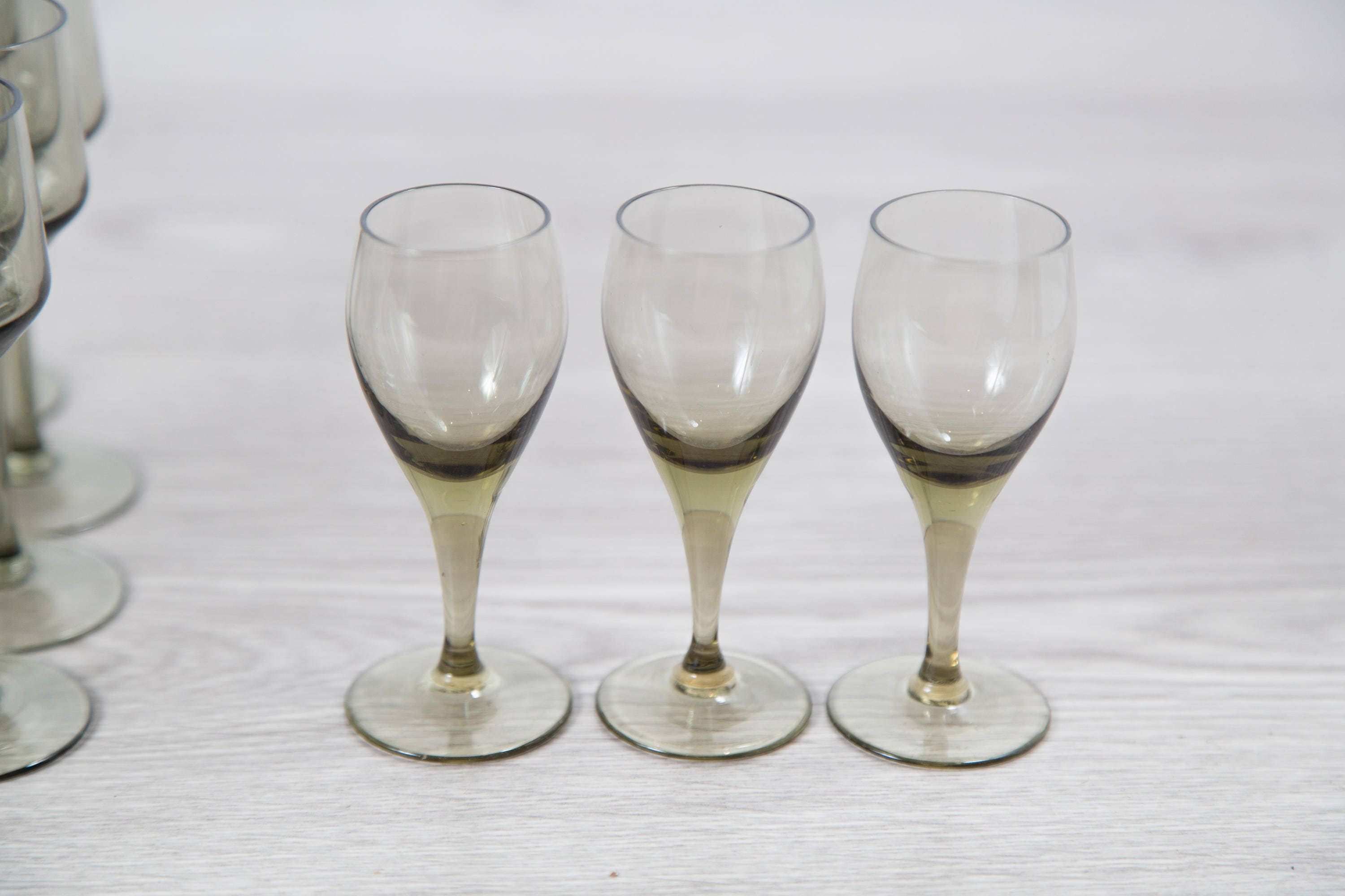 Smoke Grey Apéritif Glass Set of 3 Vintage Orrefors Rhapsody Smoke