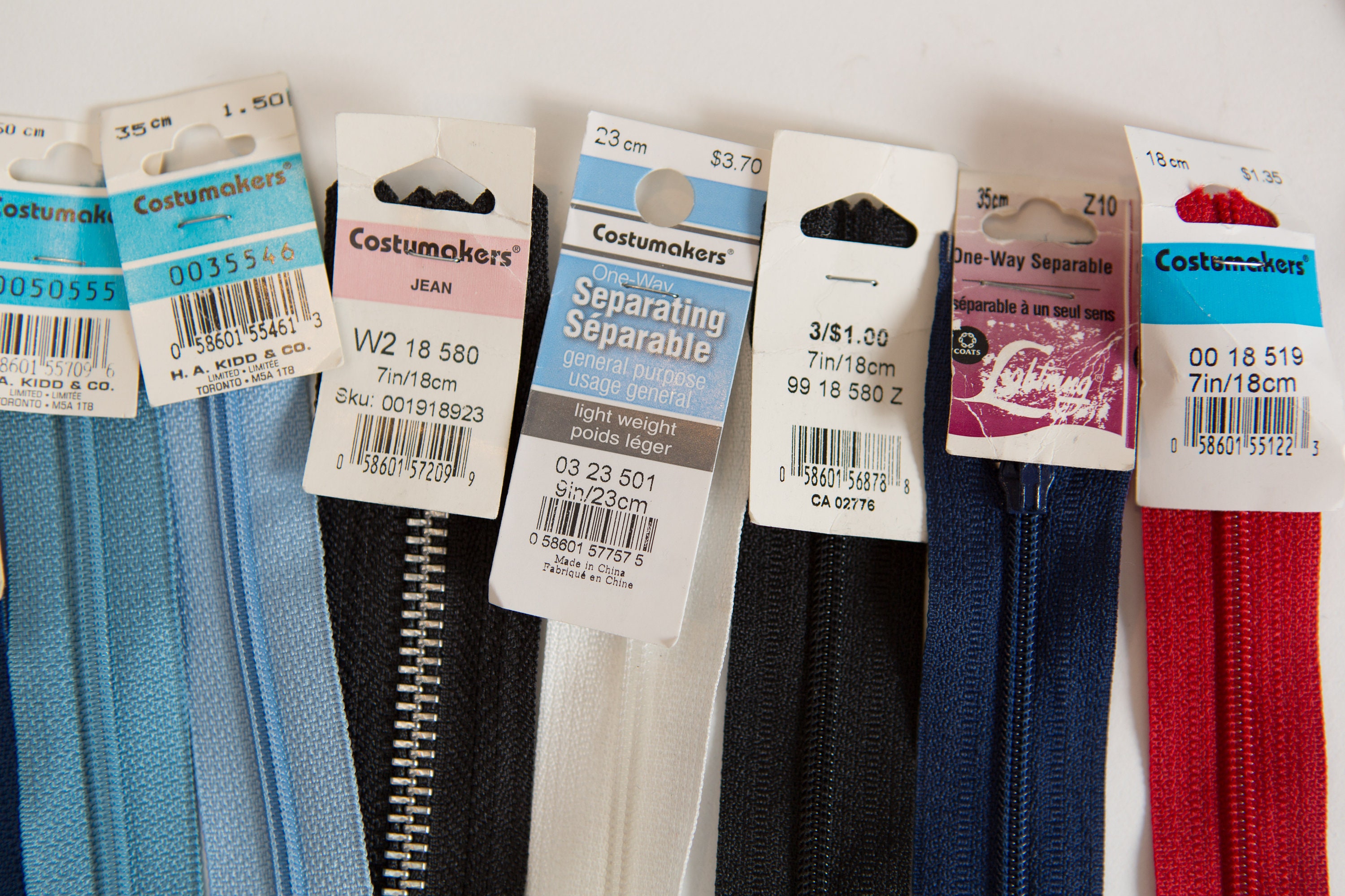 Vintage Zippers Lot of Vintage Coat Zippers Sewing Machine accessories