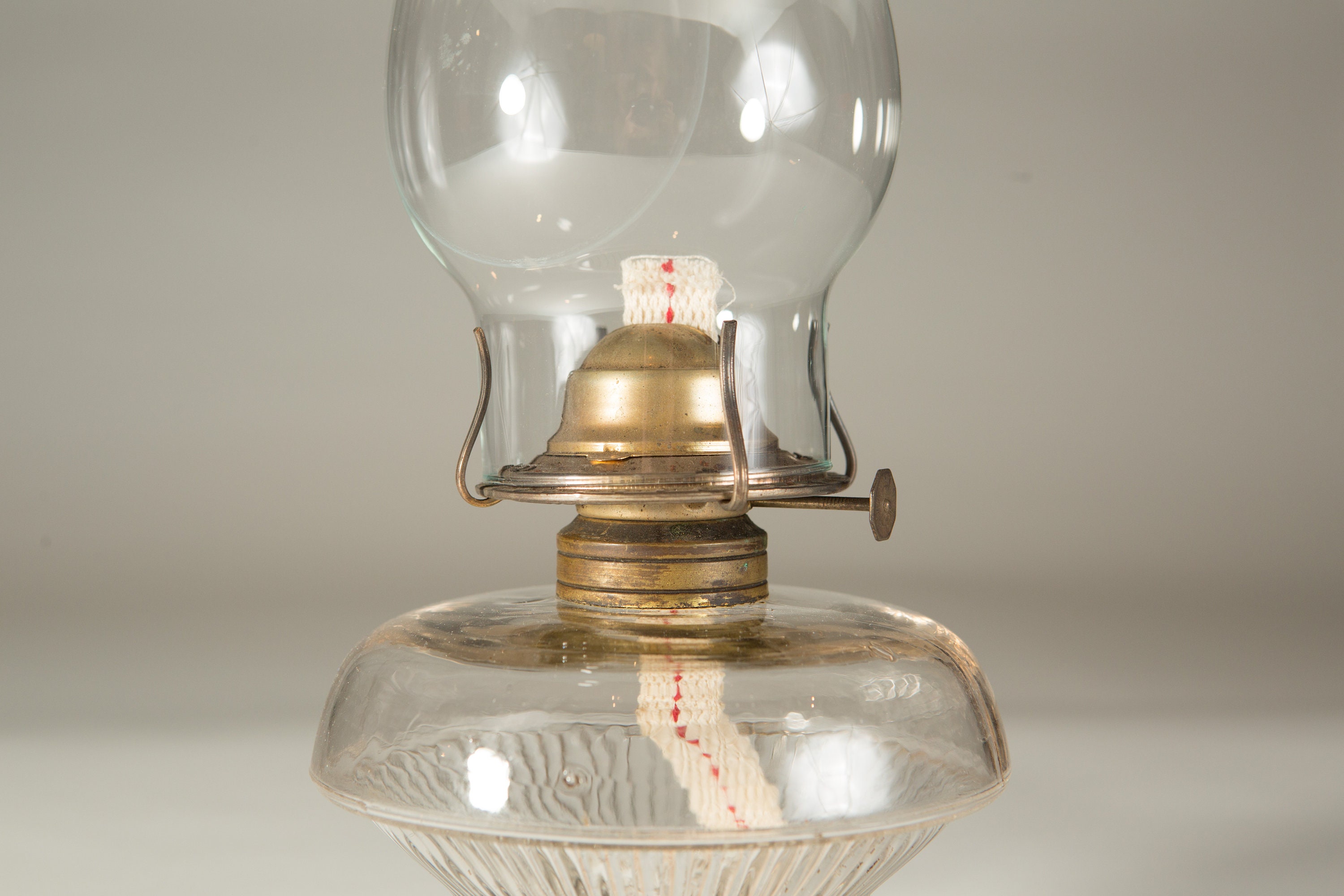 Chimney Oil Lamp Vintage Glass Lantern with Wick Retro Lighting