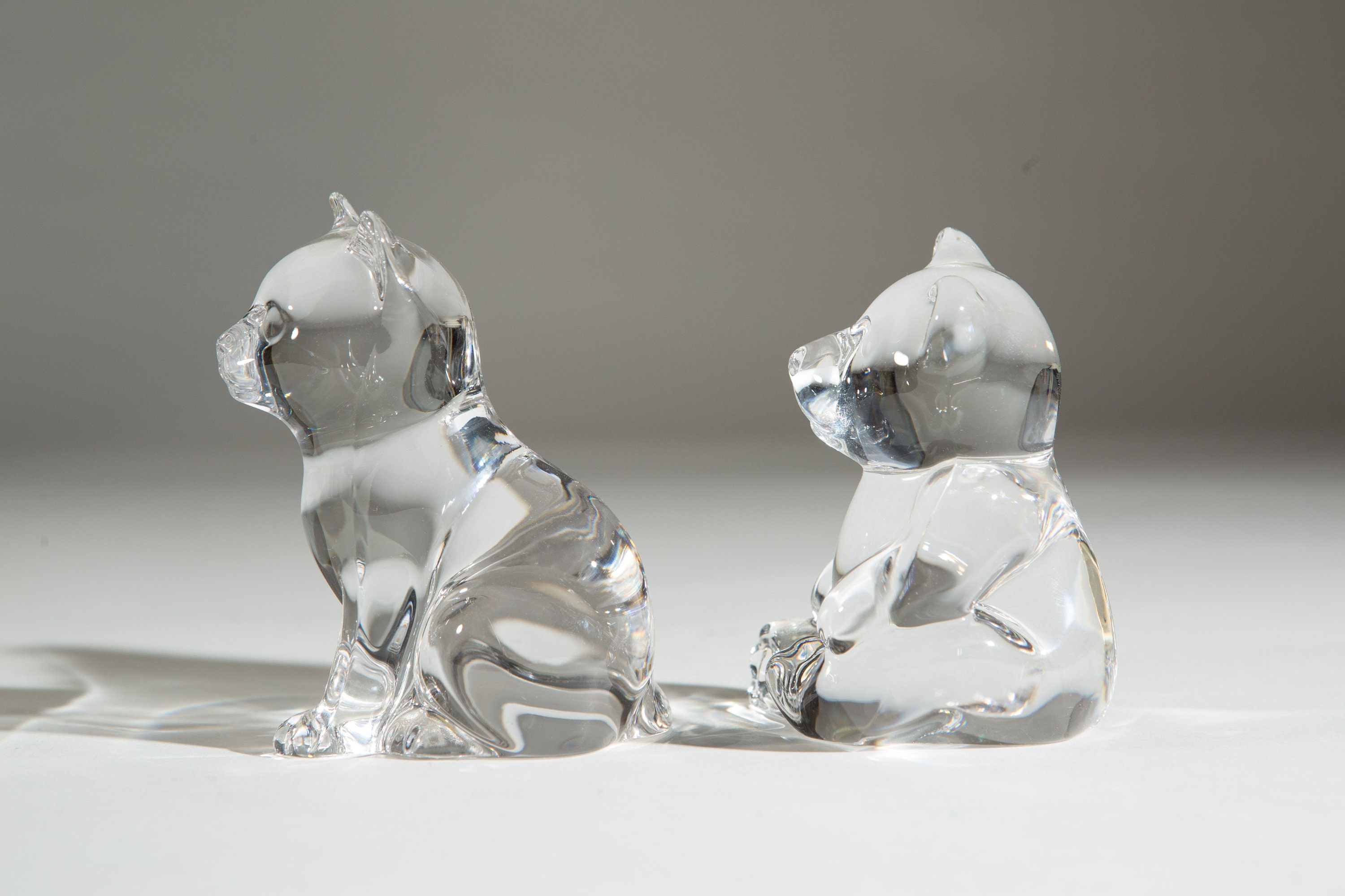 Vintage Glass Cat and Bear - Princess House Lead Crystal Figurines from West Germany Vintage Glass Cat and Bear - Princess House Lead Crystal Figurines from West Germany