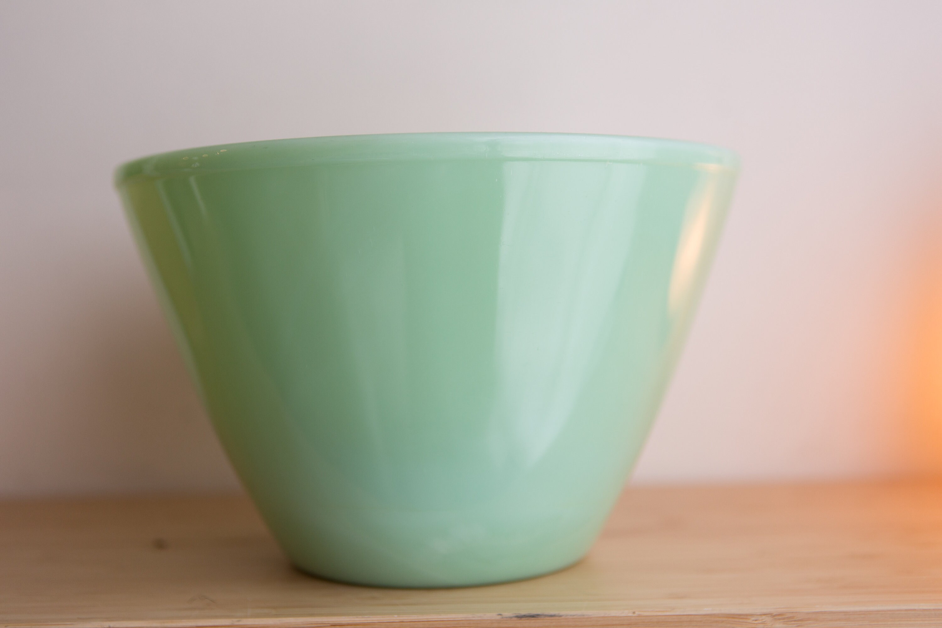 Vintage Jadeite Bowl - 1950's Green Milk Glass Fire King Oven Ware