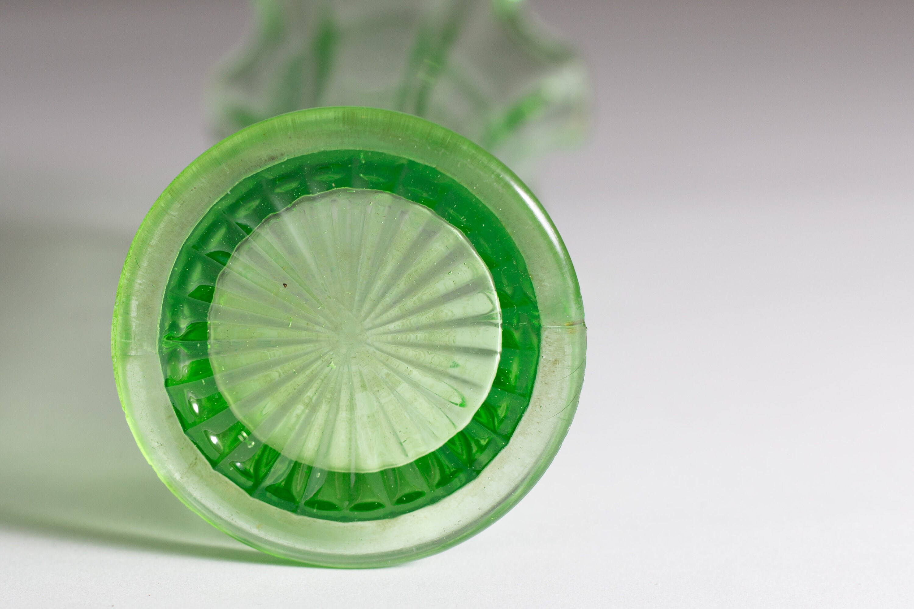 Green Glass Vase Vaseline Uranium Glass Antique Depression Glass