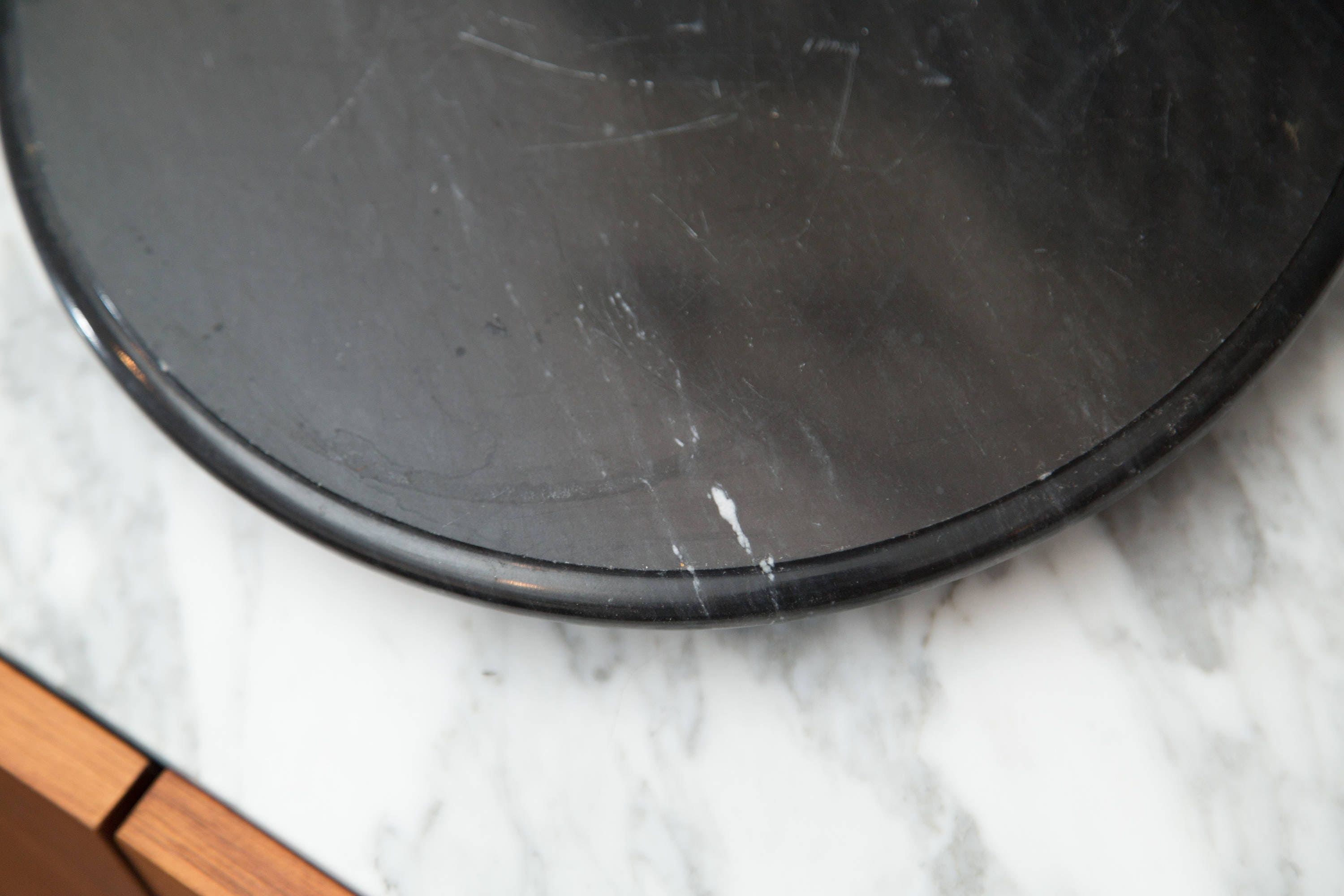 Black Marble Tray Vintage Dark Marbled Stone Round Serving Tray