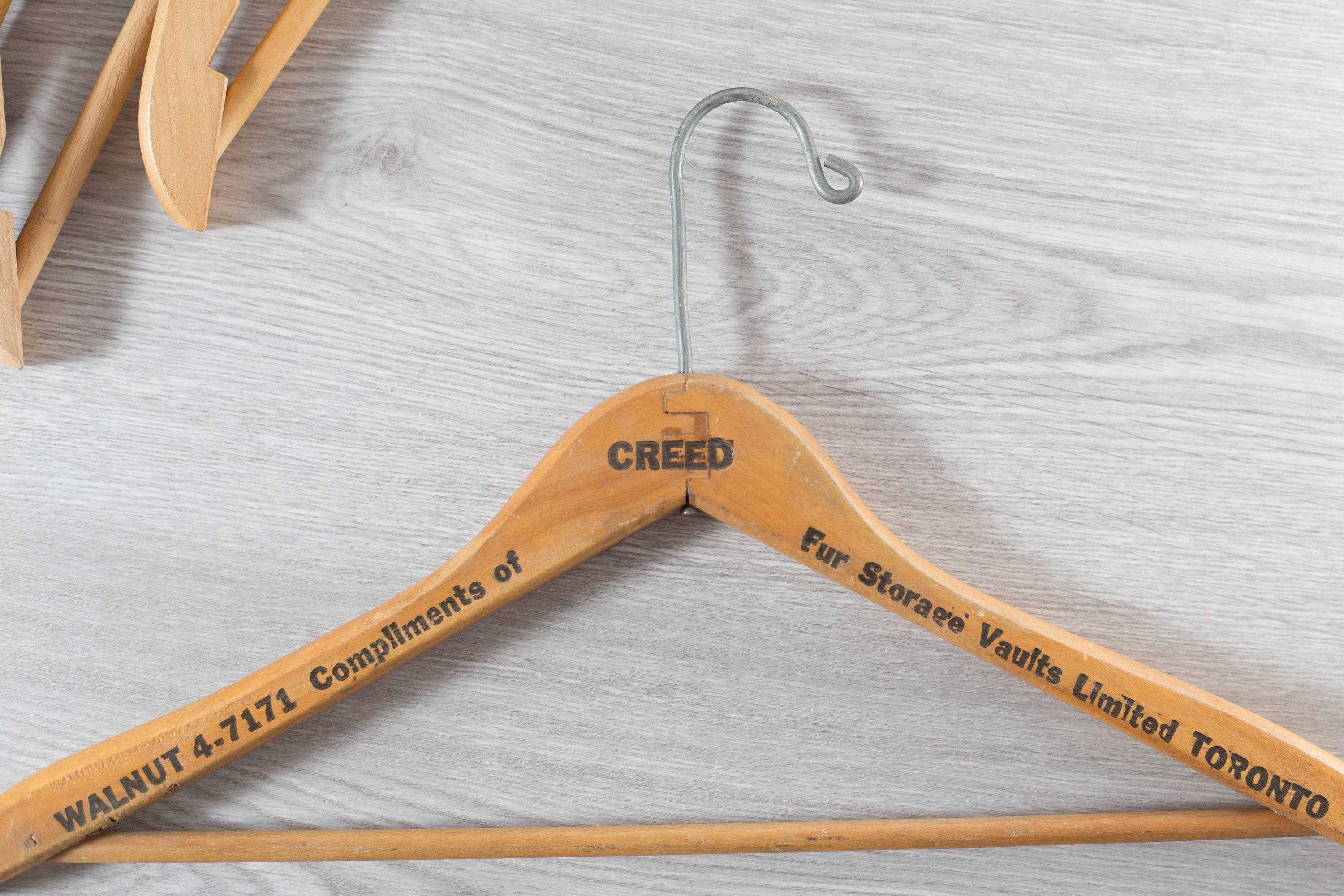 Wooden Fur Coat Hangers / Set of 12 Vintage Clothing Hangers from