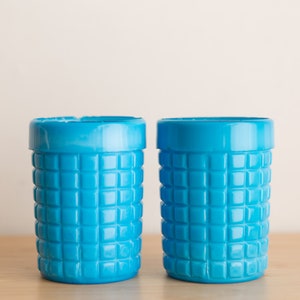 Antique EAPG Turquoise Blue Glass Tumblers Vintage Collectible Early American Victorian Kitchenware image 1
