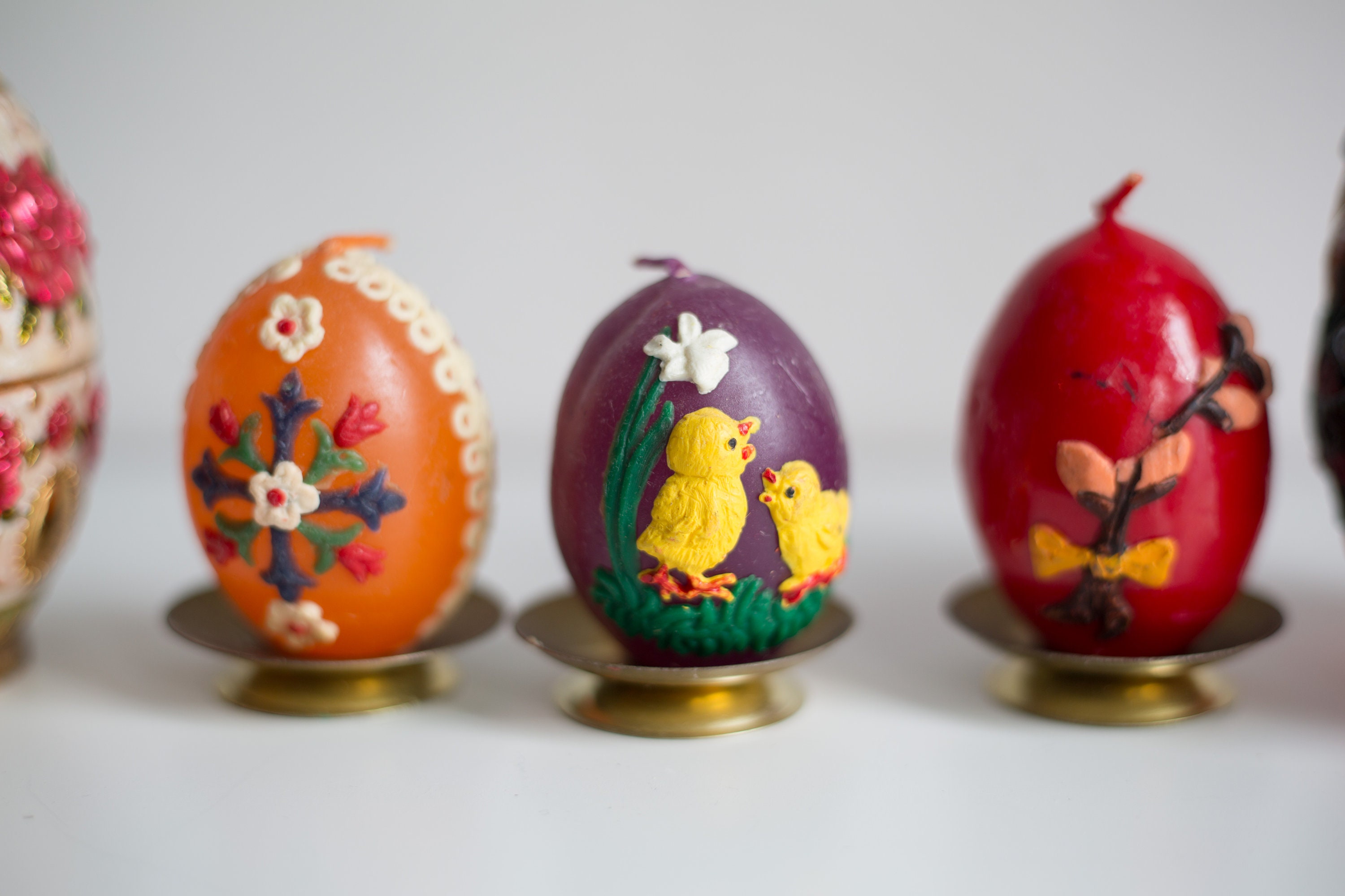 Vintage Easter Decor lot Egg Candles and Bunny Rabbit Soap