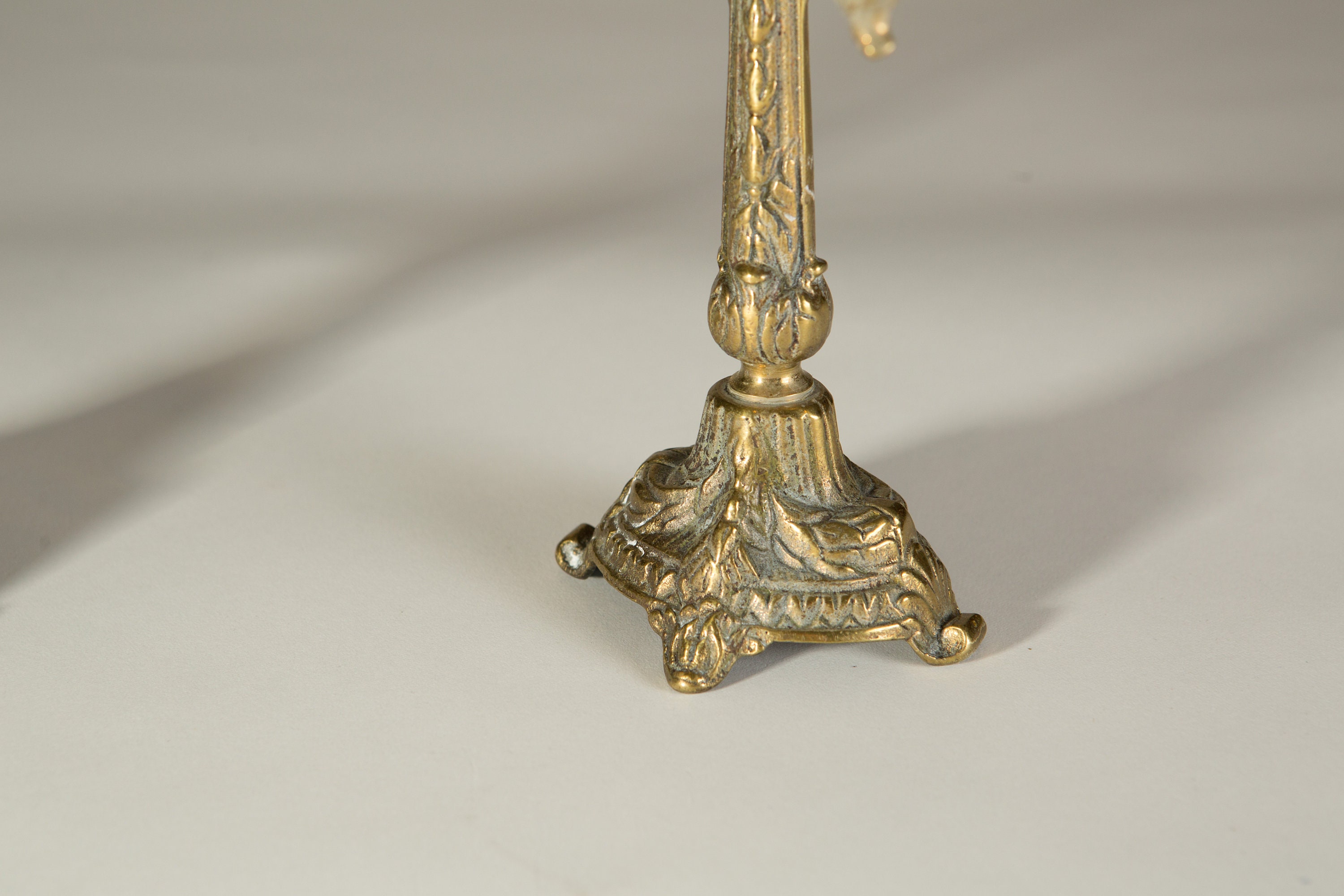 Antique Brass Candelabras Vintage Church Style Candlestick Holders