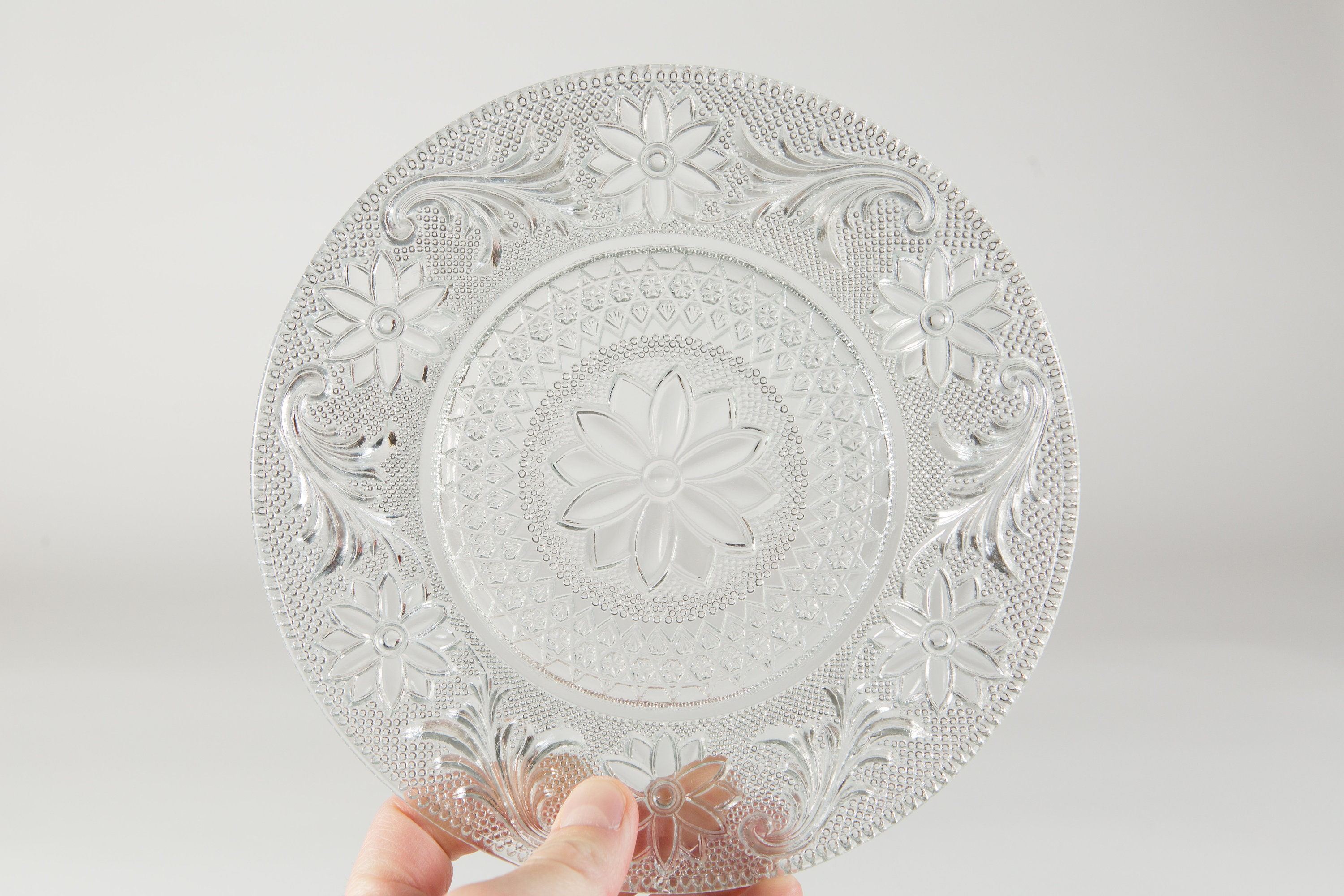 2 Indiana Sandwich Pattern Plates Vintage Glass Plates Clear