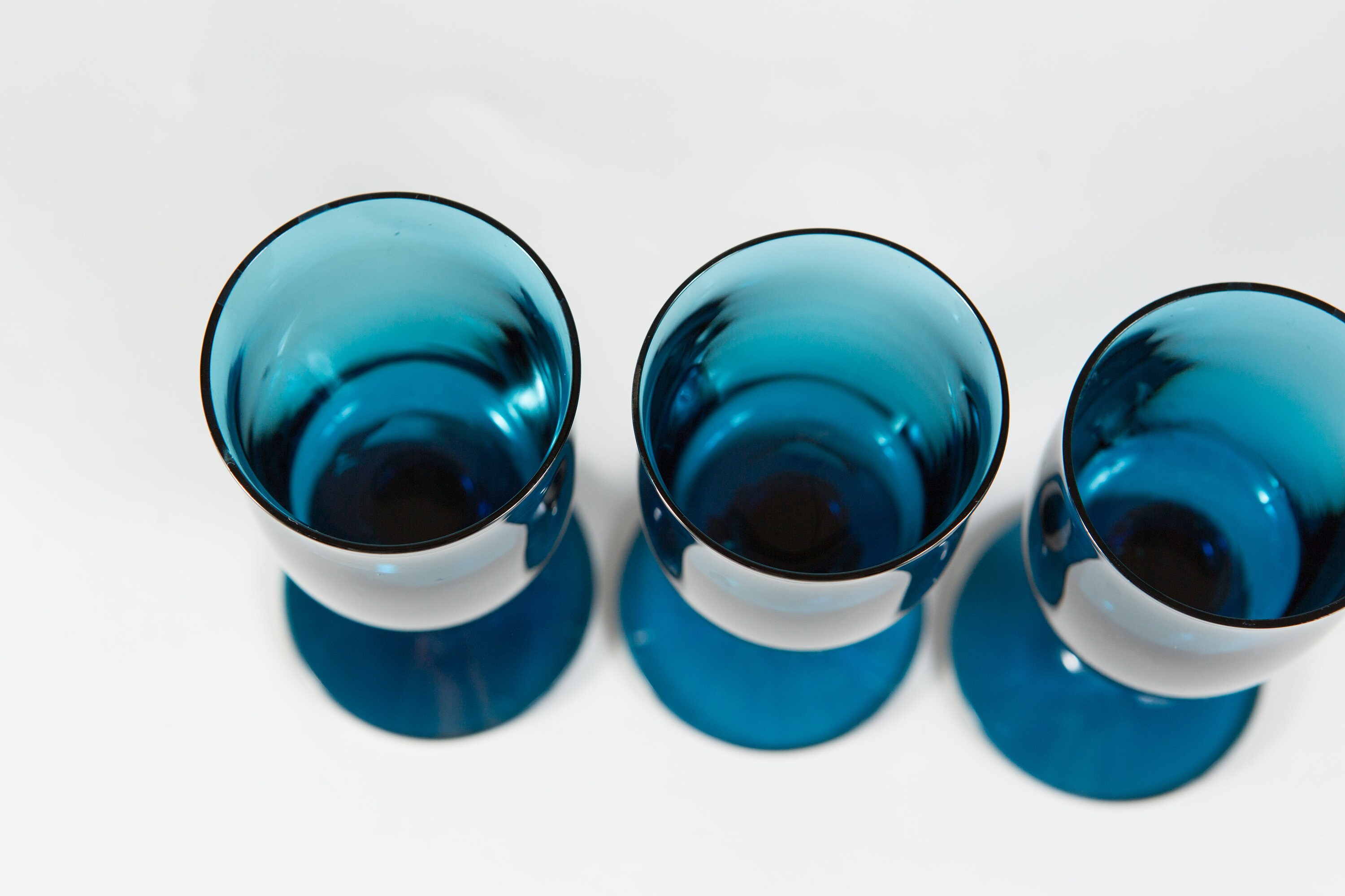 3 Boda Sweden Bertil Vallien Blue Aperitif Glasses Swedish Liquor