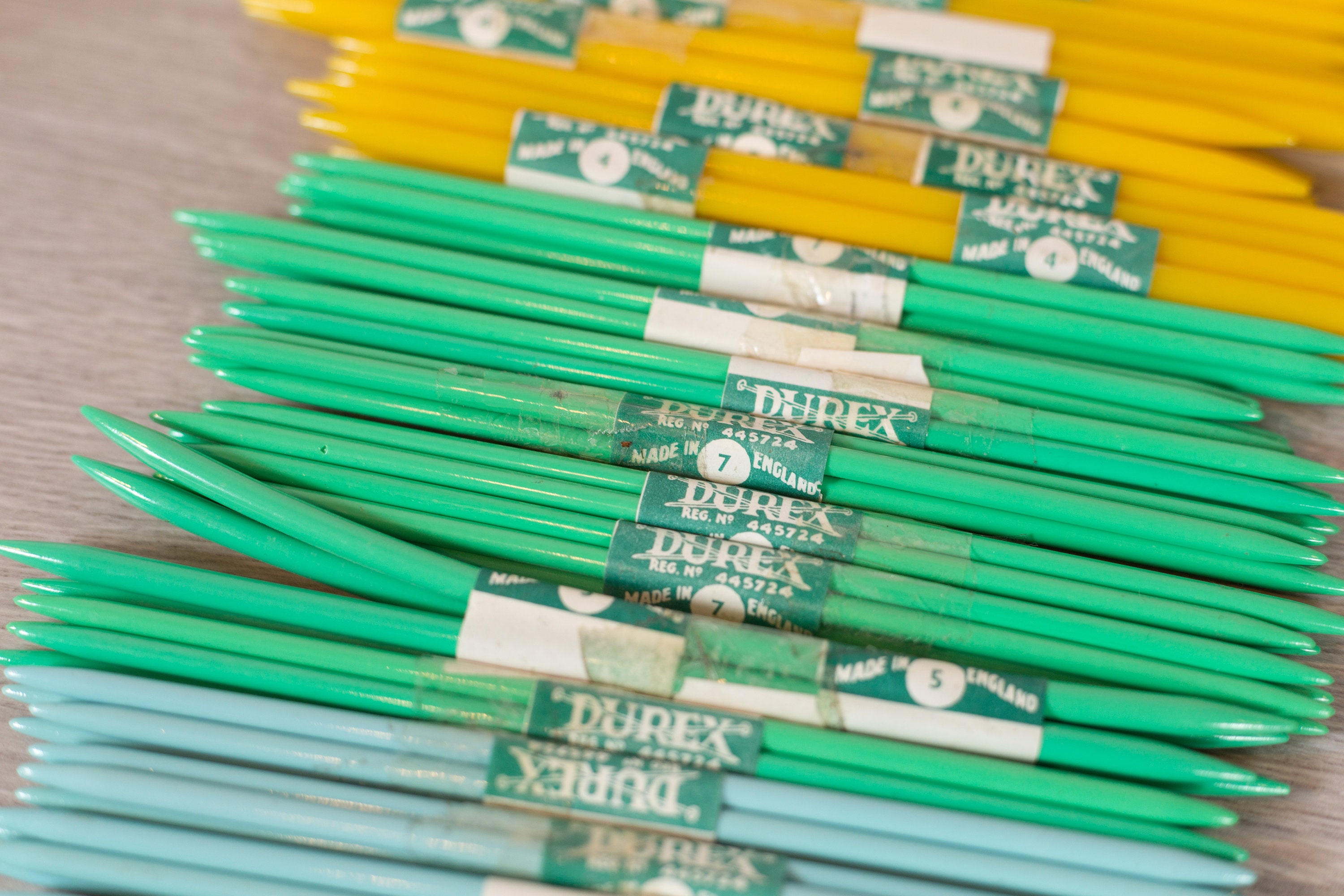 Vintage Knitting Needles Durex Plastic Crochet Needles Colourful