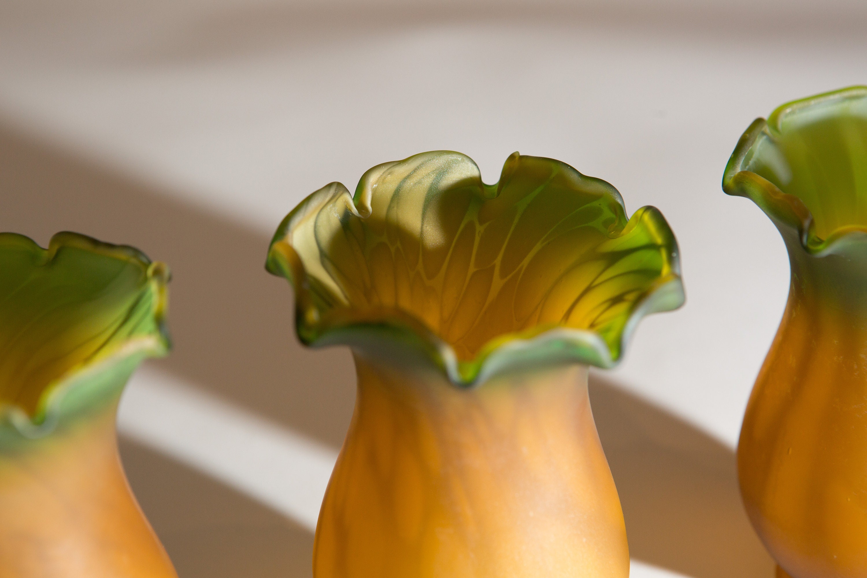 Lily Glass Bell Lamp Shade - Set of 3 Hand Blown French Style Art Glass