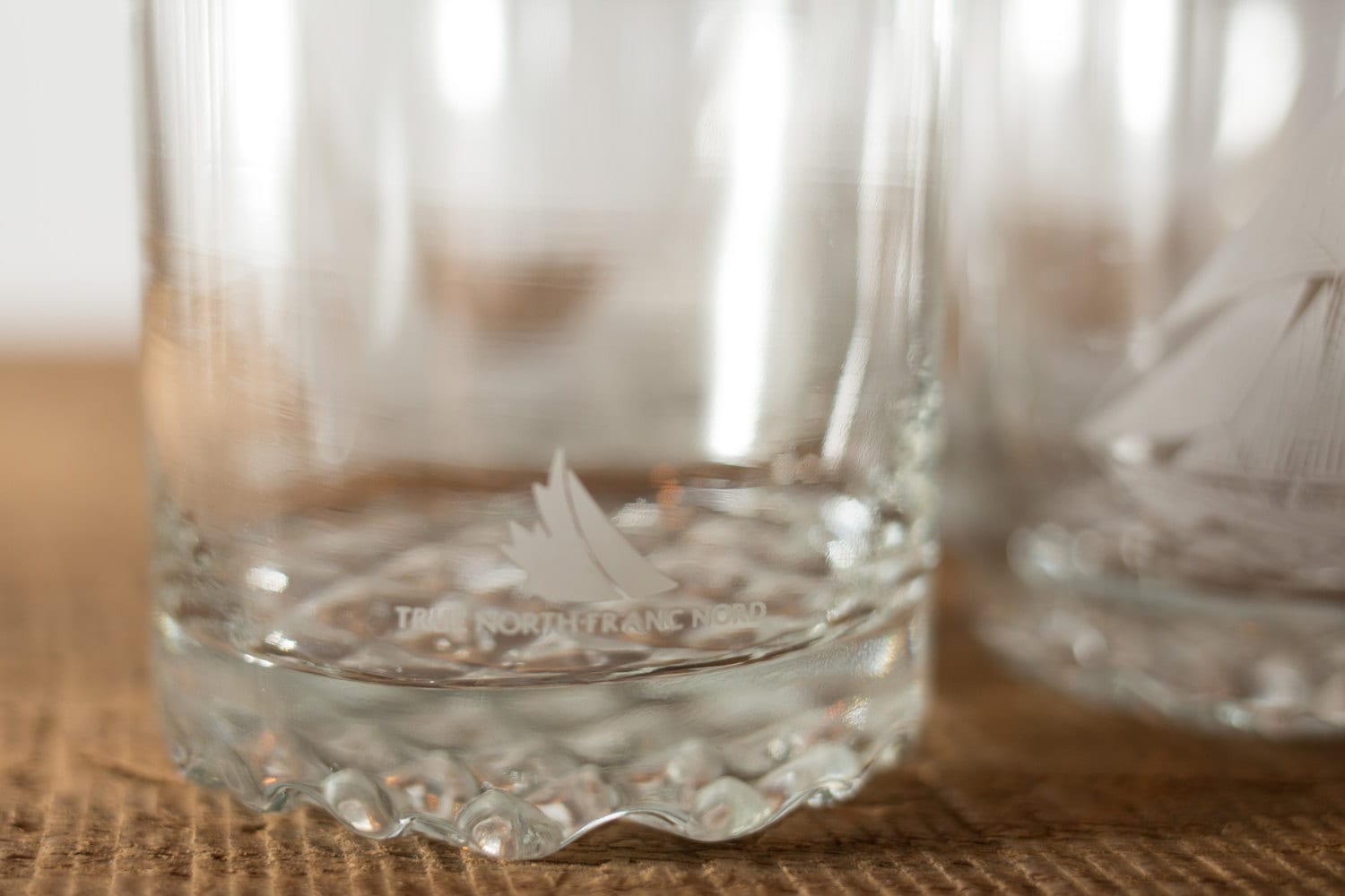 Frosted True North Whisky blue nose Bar Glasses 8oz / Nautical Ocean