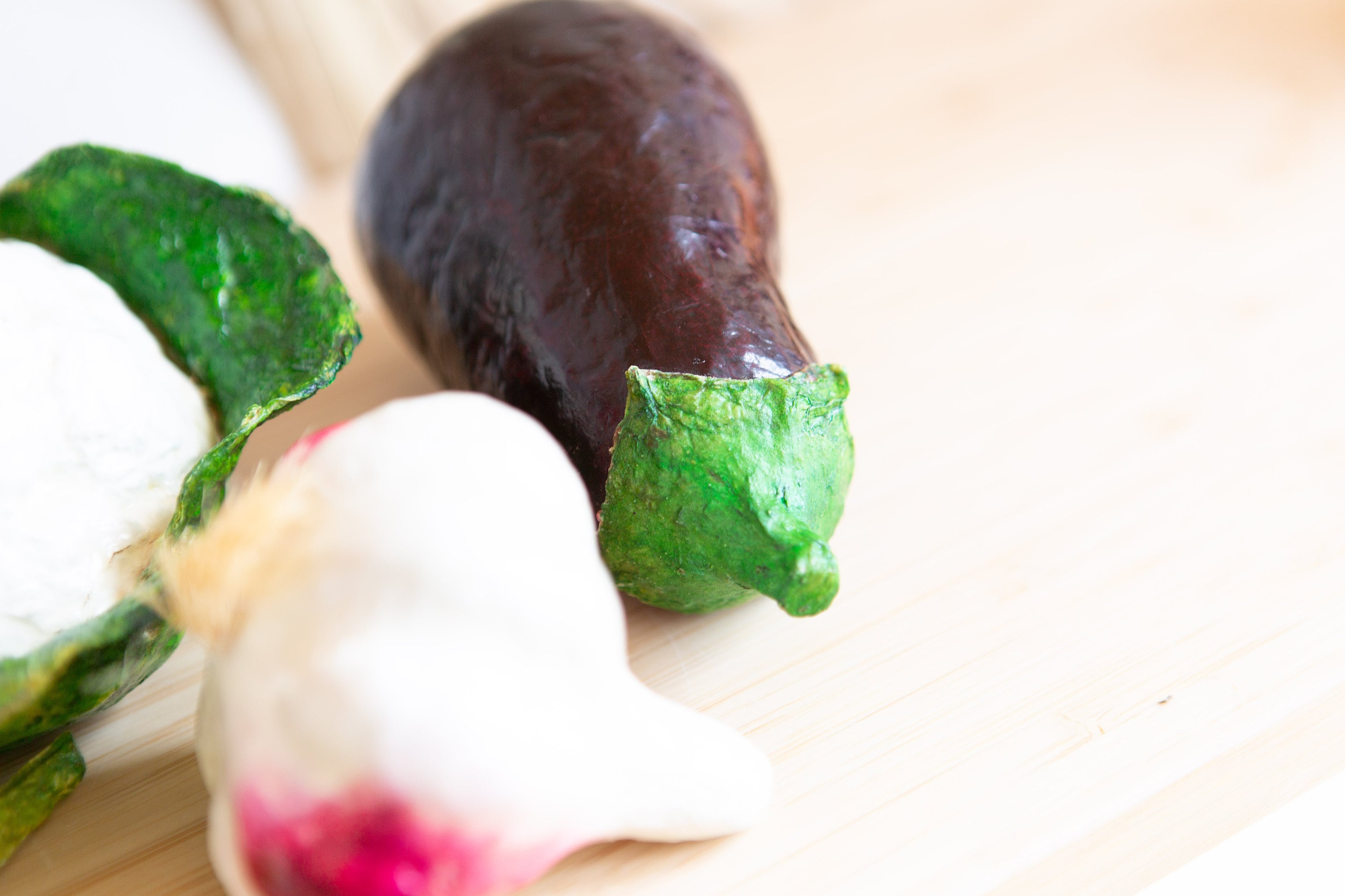 Paper Mache Vegetables 5piece Set of Vintage Handmade Painted Mexican Folk Art Veggies