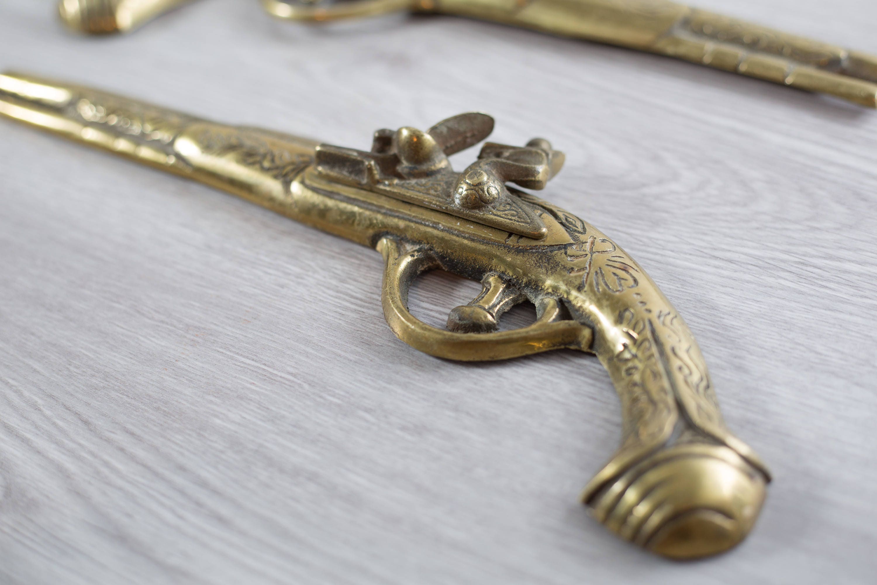 Vintage Brass Guns / Antique Handgun Wall Hangings