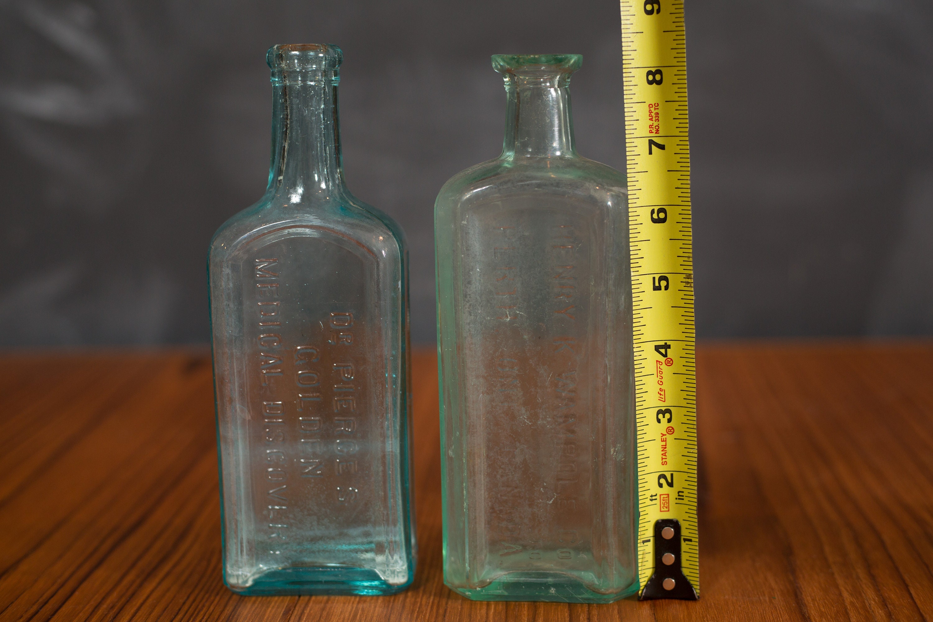 Vintage Apothecary Bottles Pair of Blue Glass Antique Pharmacy