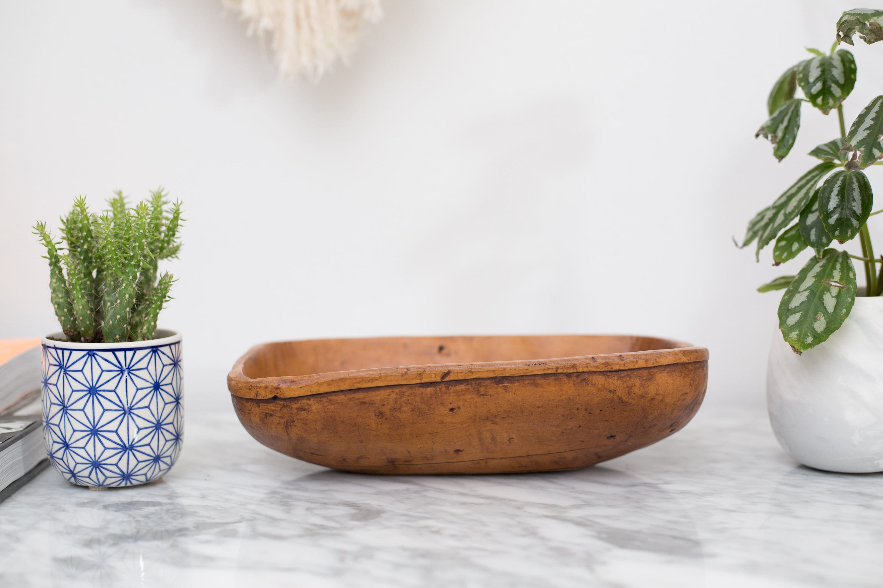 Antique Wood Tray Primitive Folk Vintage Handmade Carved Decorative