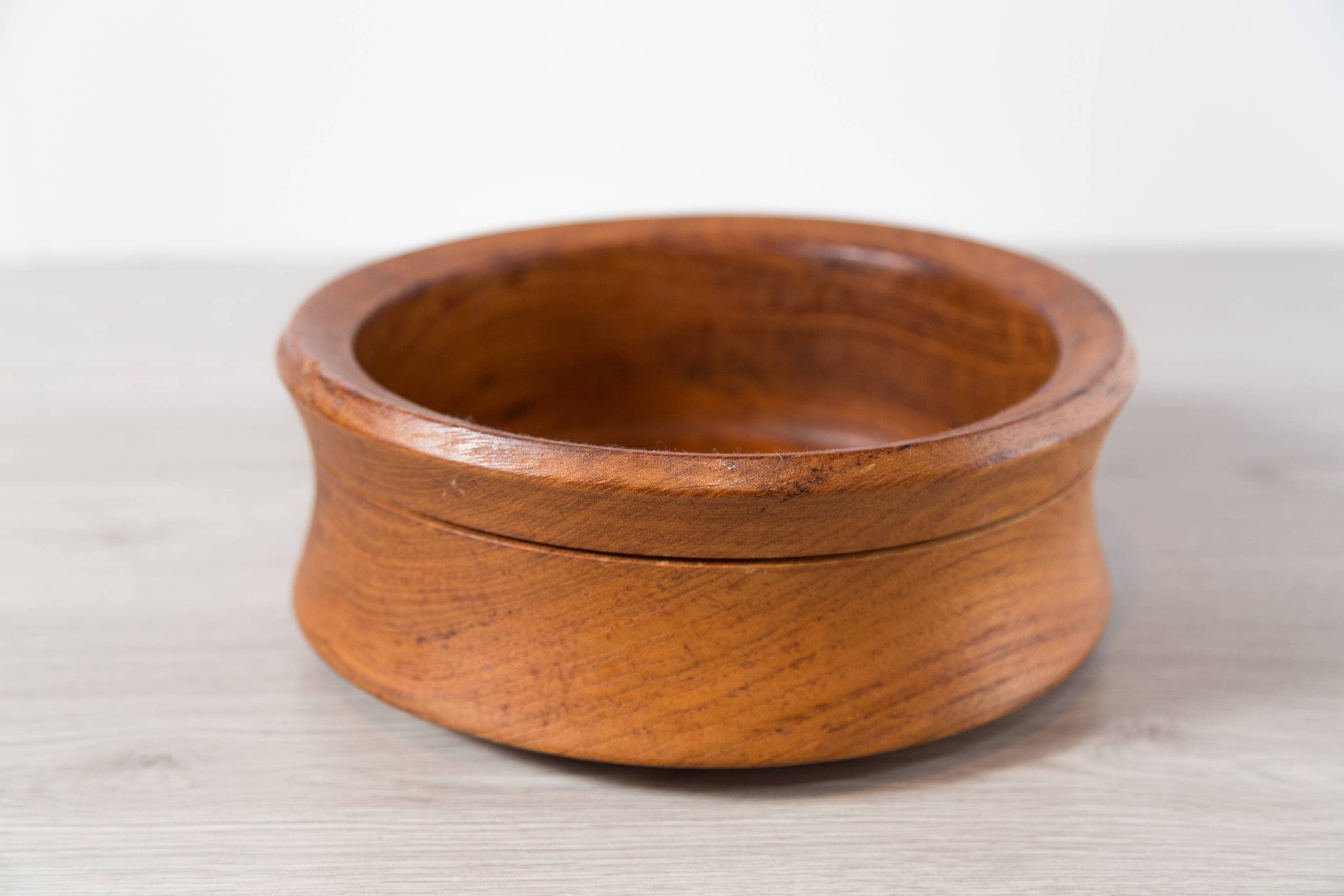 Large Teak Salad Bowl / Vintage Solid Exotic Wood Food Safe Serving