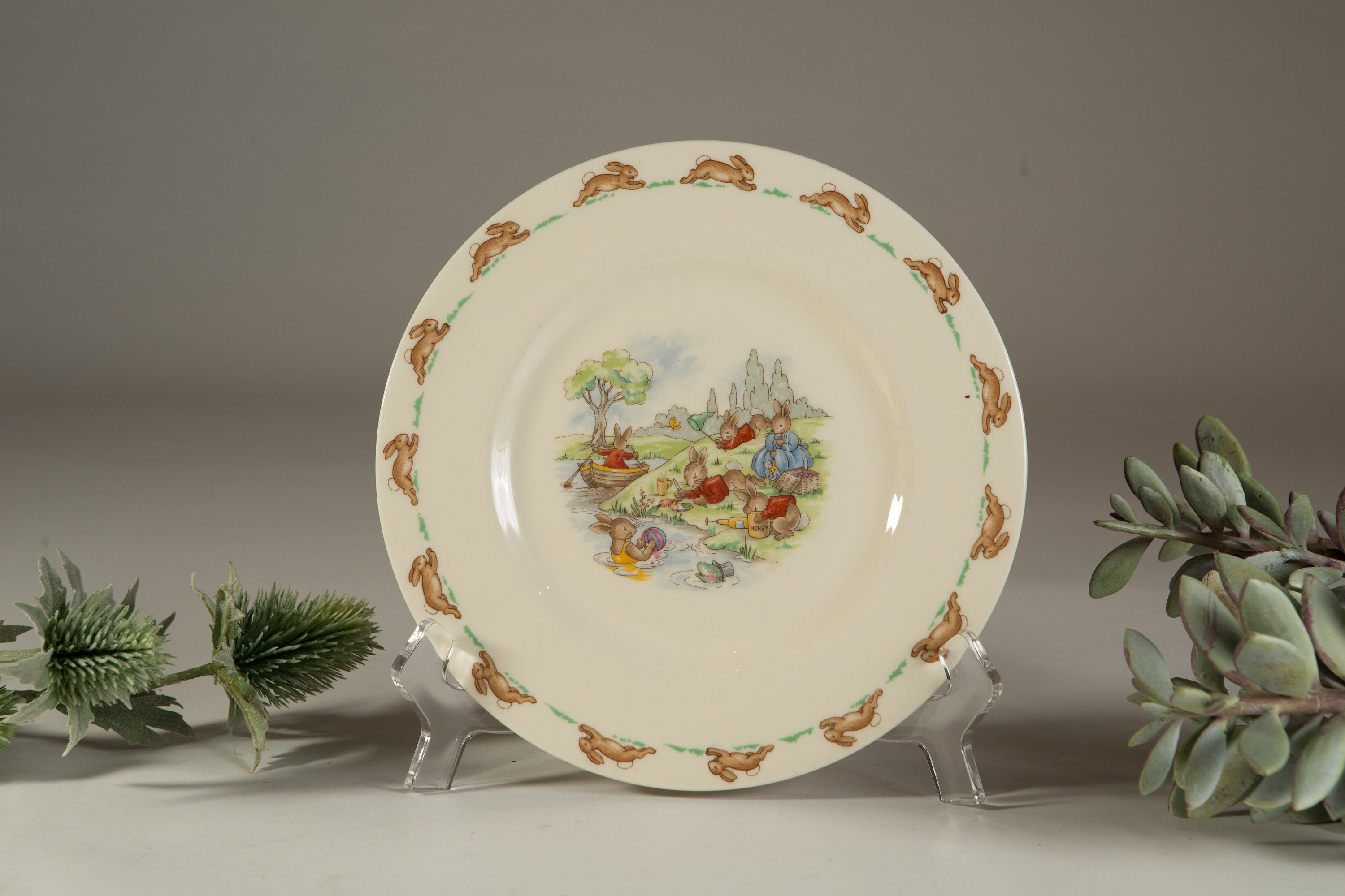 Vintage Bunnykins Plates, Bowl, Mugs 1984 Royal Doulton Tableware