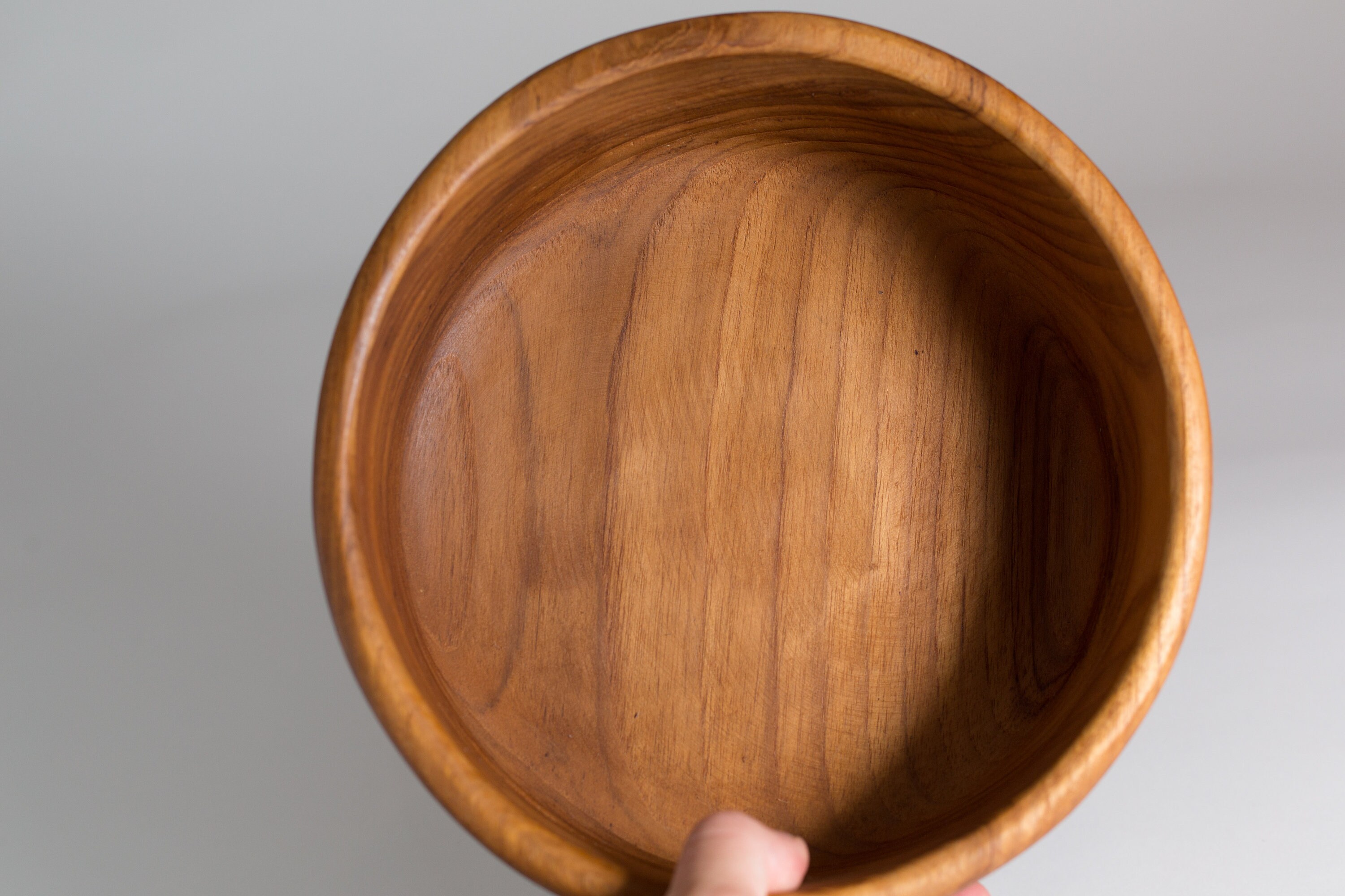 Teak Salad Bowl Set Vintage Solid Exotic Wood Food Safe Serving